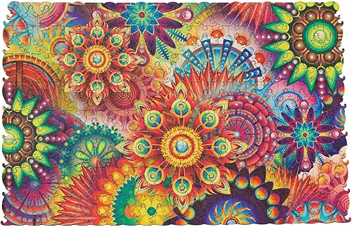 Oxcauix Rompecabezas de madera para adultos Rompecabezas de madera de 340 piezas de flores de mandala, dificultad extra, 7.7 x 11.9 pulgadas,