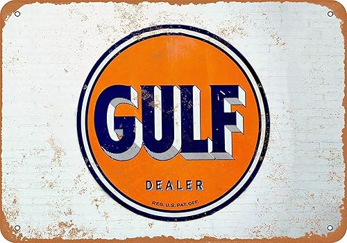 Letrero de metal de 12 x 16 pulgadas, distribuidor de petróleo del Golfo, arte vintage para decoración de pared