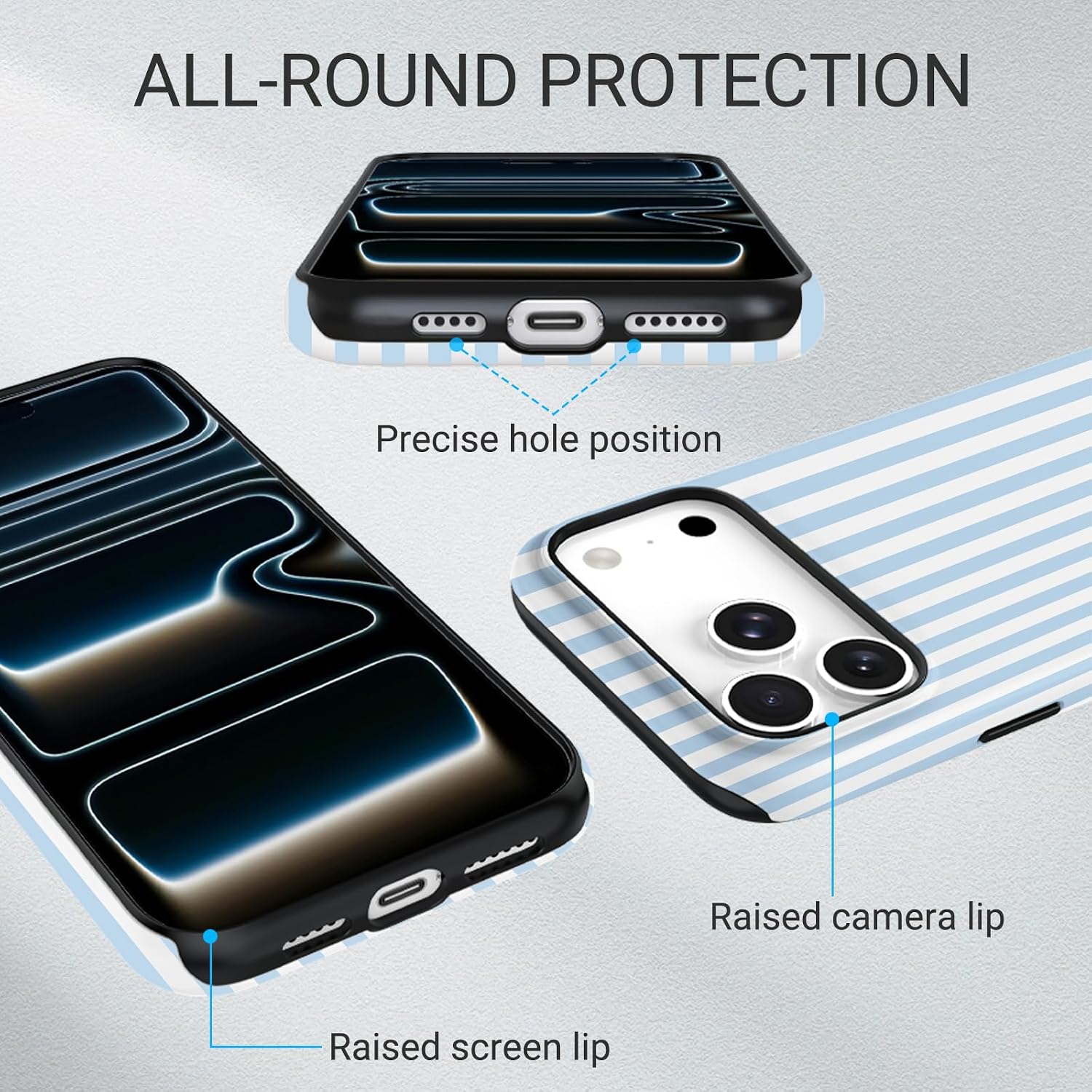 TPU Phone Case for iPhone 17 Pro Max, MagSafe Wireless Charging Compatible, Shockproof Slim Fit Protective Cover with Anti-Yellowing & Raised Camera Protection (blue stripe, iPhone 17 Pro Max(6.9))