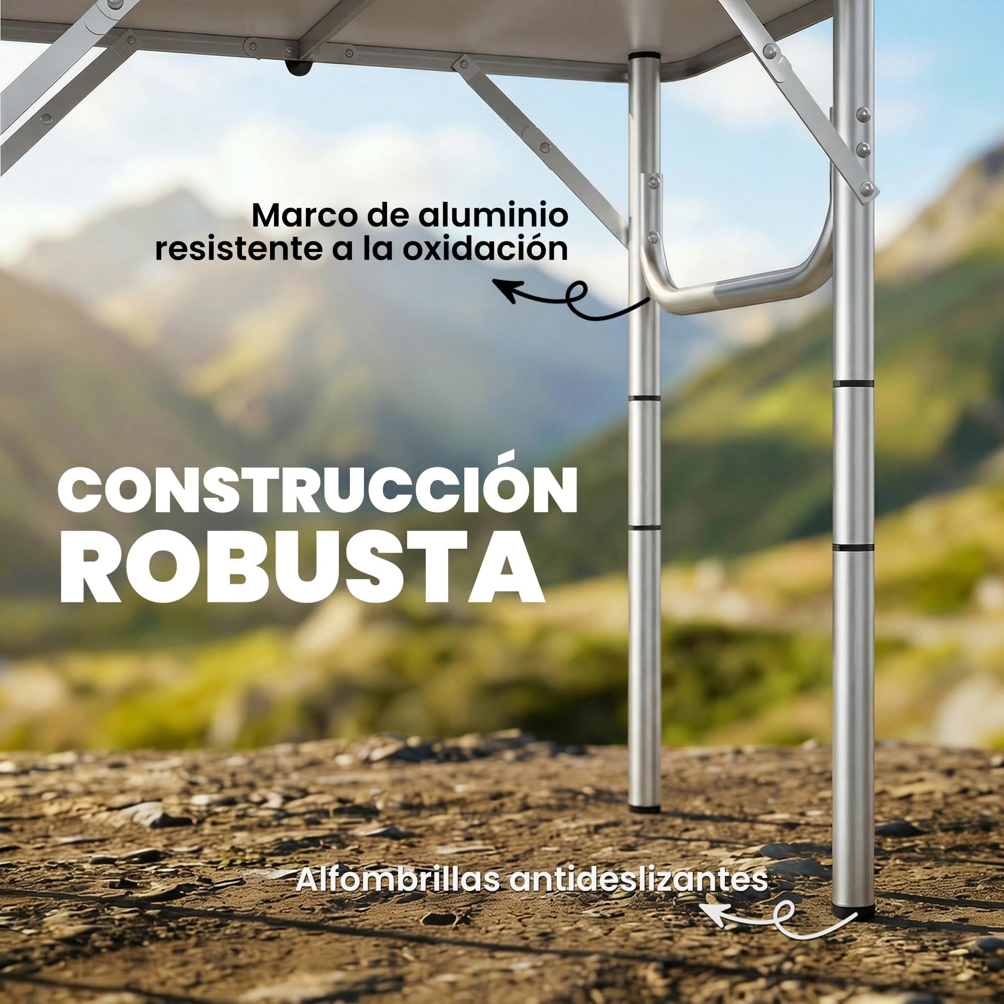 Outsunny Mesa Plegable Camping 60x40x60 cm Portátil Ajustable Negro