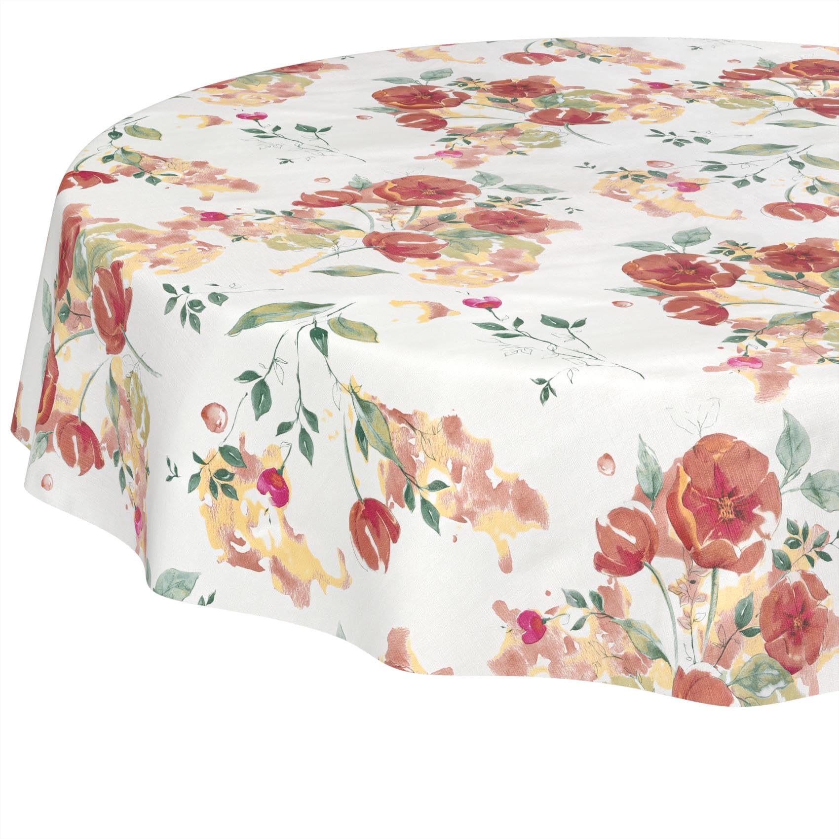 Nappe de Jardin pour Repas en Plein Air Toile Cirée Ronde Motif Coquelicots