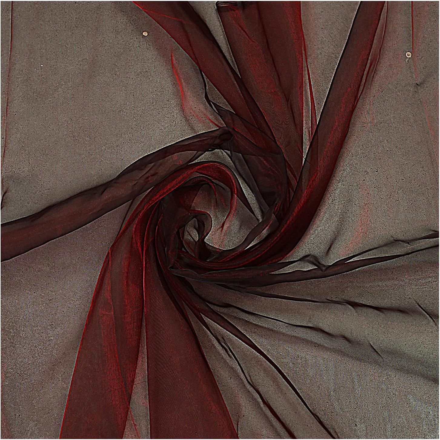 mds Pack of 55 Yards Long Bridal Solid Sheer Organza Fabric Bolt for Wedding Dress, Fashion, Crafts, Decorations, backdrop, Christmas Craft Supplies, Silky Shiny Organza Fabrics 44” Wide- Burgundy