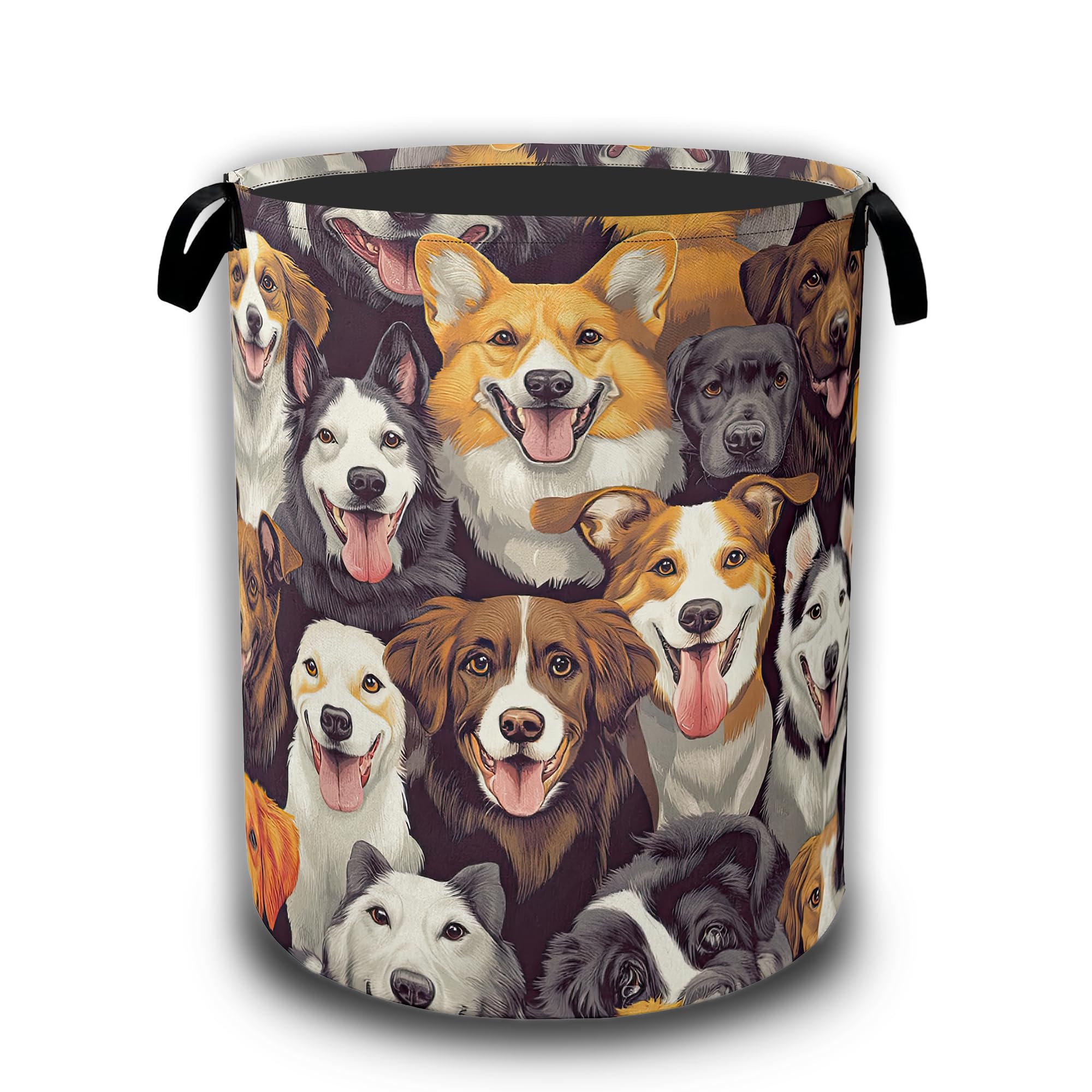 Laundry Hamper,Cute Dogs Collapsible Laundry Baskets Waterproof Oxford Cloth With Handles,Clothes Storage Bucket Toy Organizer For Bathroom/Nursery/Bedroom 16" x 20.8"