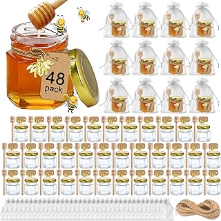 Aliggbent 48 Pack Mini Honey Jars Party Favors in Bulk, 1.5 oz Small Hex...