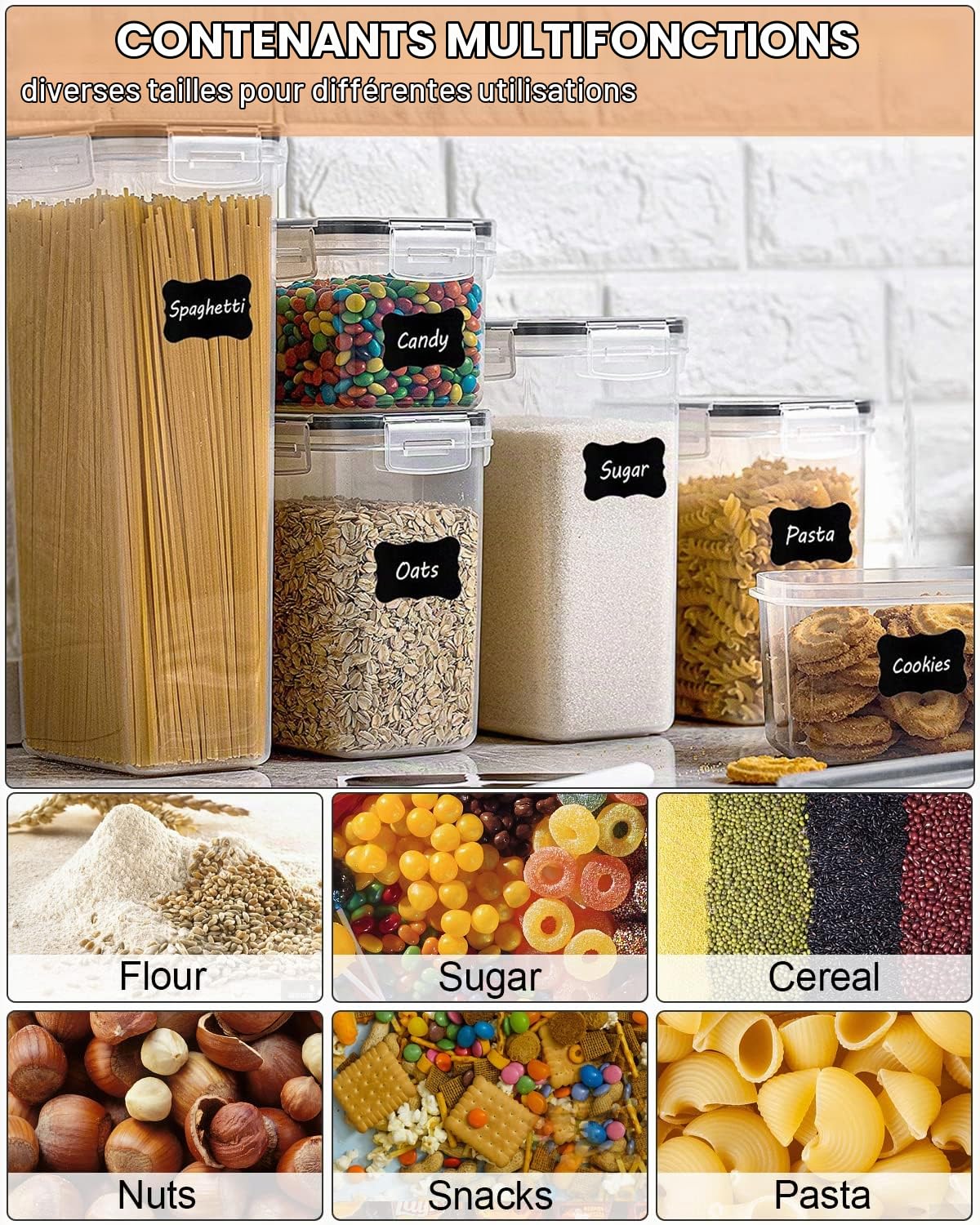 heuchaey Lot de 25 Boite Rangement Cuisine,Boite Alimentaire Hermétique | Boites Conservation en Plastique avec Couvercle Hermétique, ,Cuillère, pinceau ,Conservation des Aliments pour Farine
