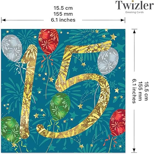 Miniatura 3 de Twizler Tarjeta de cumpleaños número 15 para adolescente, tarjeta de cumpleaños de 15 años, tarjeta de cumpleaños unisex de 15 años para él, ella,