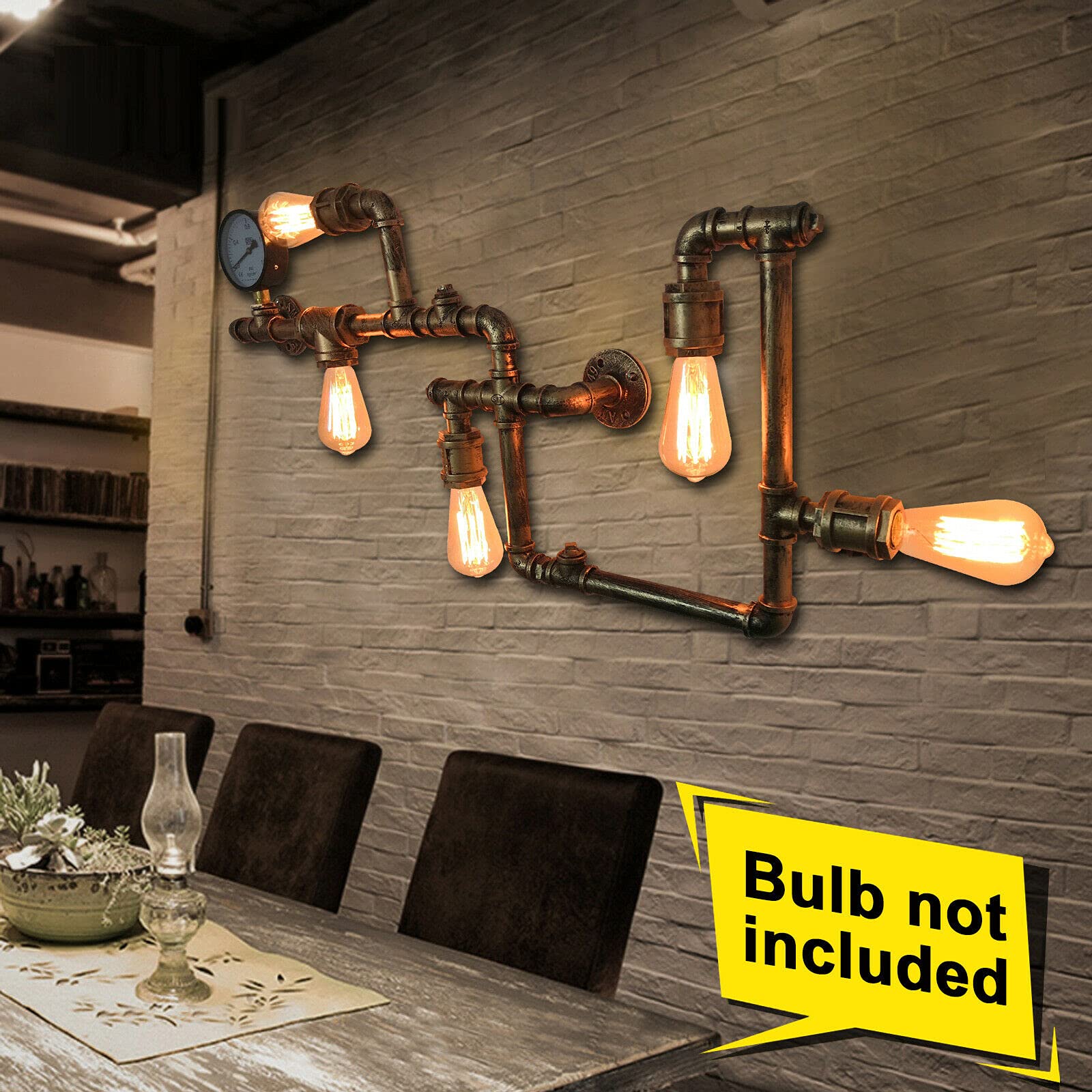 Retro industriële nostalgie vintage wandlamp waterbuis E27 x 5 metaal kaliber smeedijzer metalen houder lichtbalk restaurant slaapkamer café kroonluchters studie hanglamp