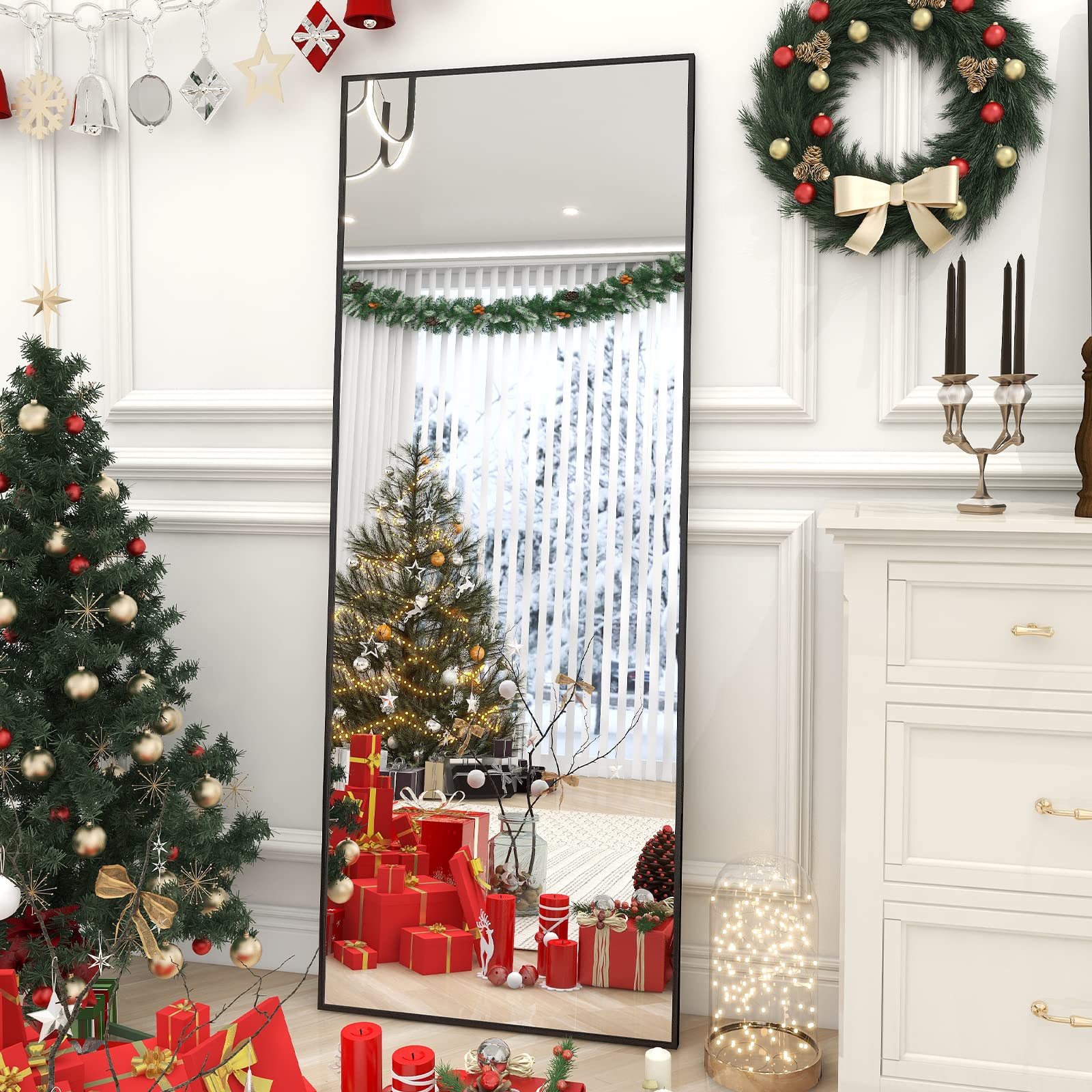 HARRITPURE 64"x21" Full Length Mirror Aluminum Frame Wall Mirror Floor