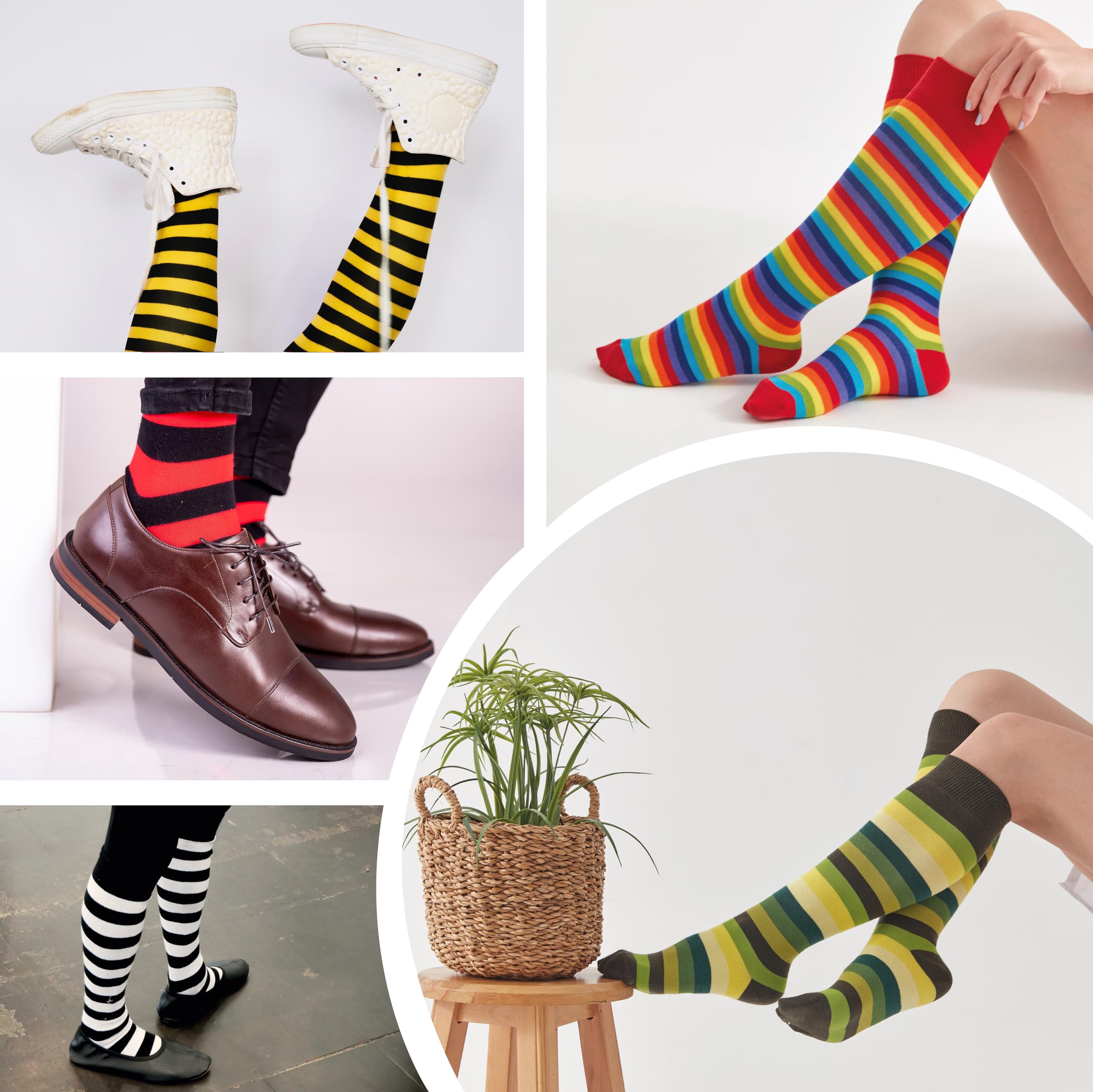 Mysocks Chaussettes unisexe à rayures au genou