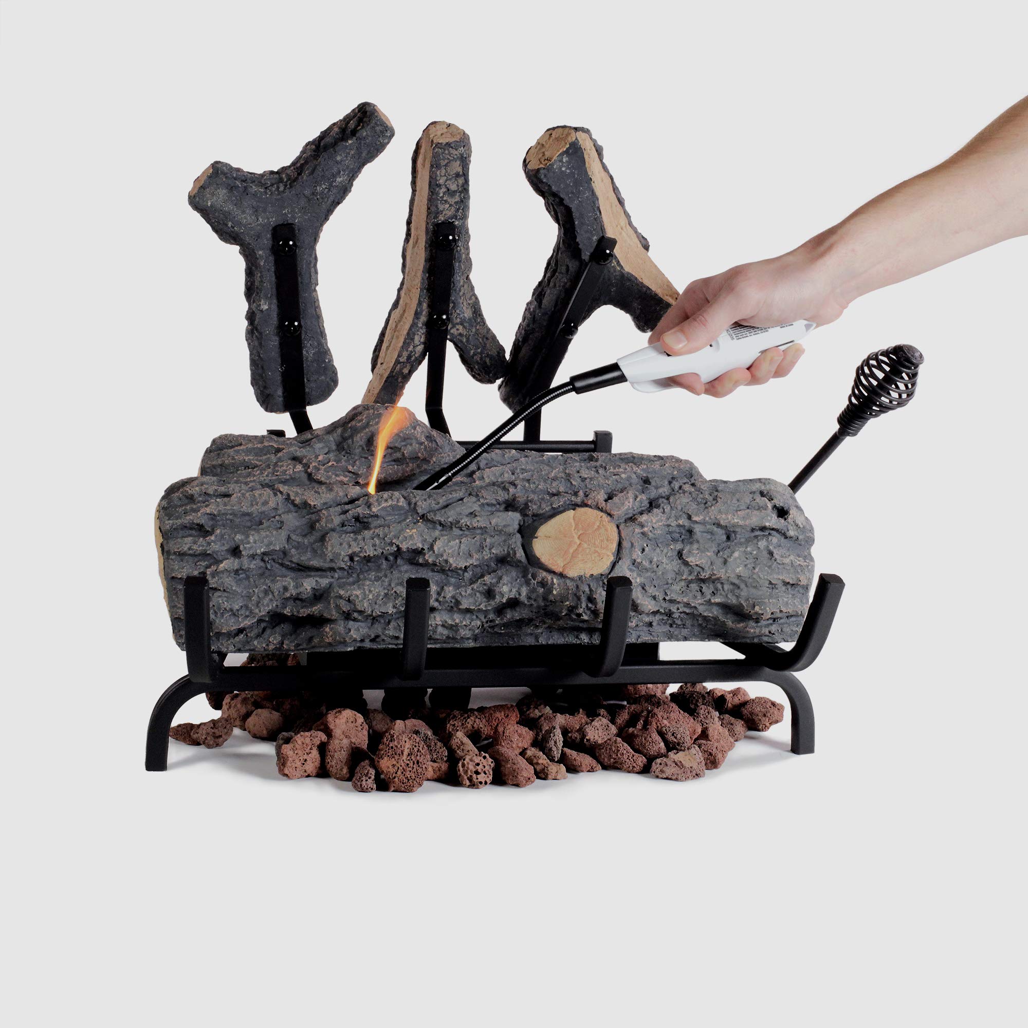 TerraFlame Indoor Ventless Freestanding Gel Fuel Concrete Fire Log Insert  Set for Fireplace - 18in Oak : Home u0026 Kitchen - Amazon.com