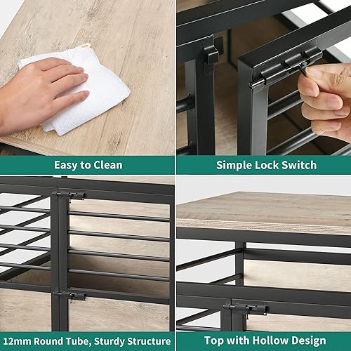 Miniatura 7 de YITAHOME Mueble de jaula para perros de 39 pulgadas con ruedas, mesa de madera resistente para perros con puertas dobles resistentes a las