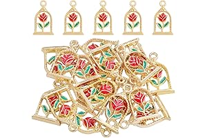 Exquisite 20-Pack Golden Plated Rose Charms
