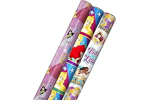 Hallmark Disney Princess Wrapping Paper with Cut Lines for Christmas