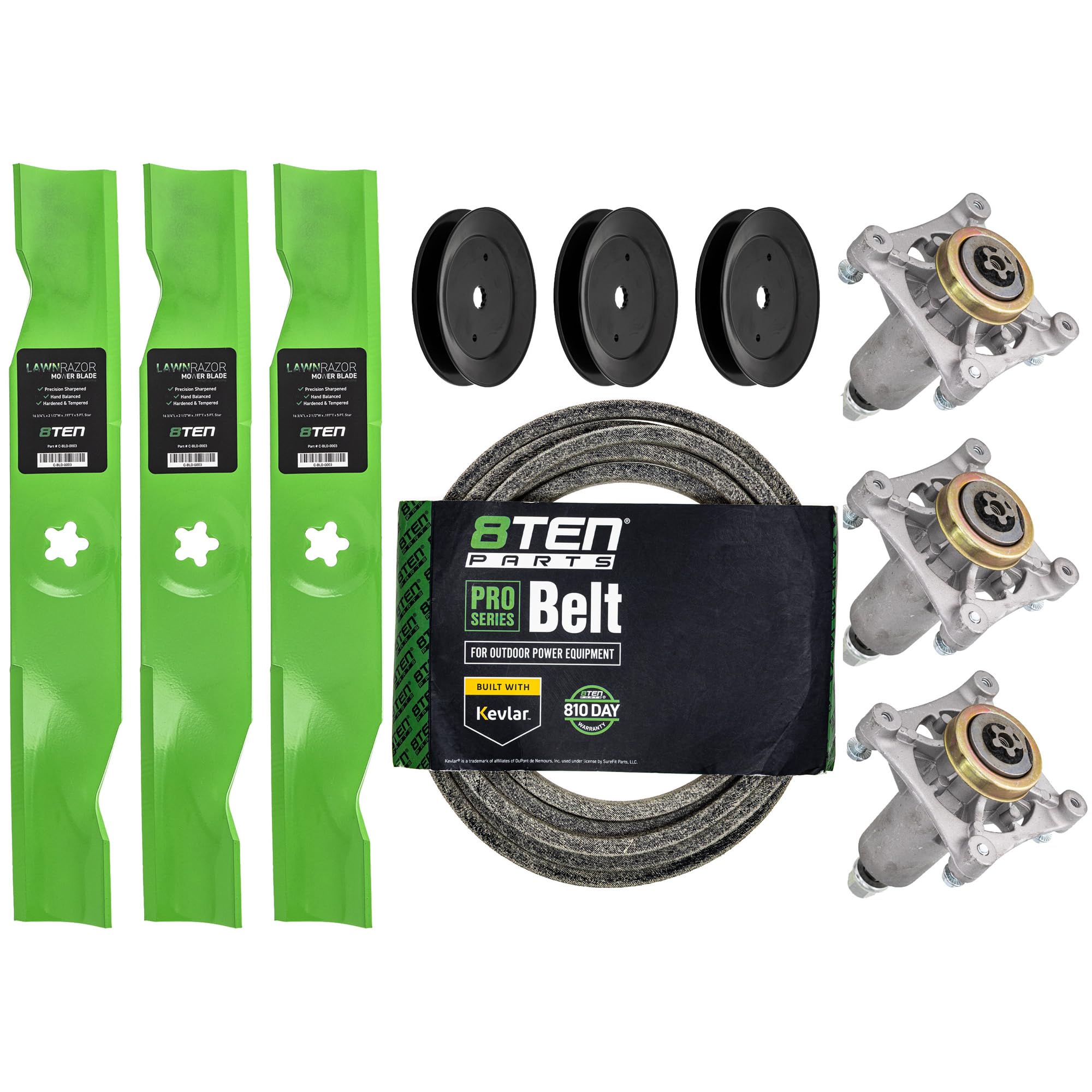 Amazon.com : 8TEN Blade Spindle Pulley Belt Deck Rebuild Kit for