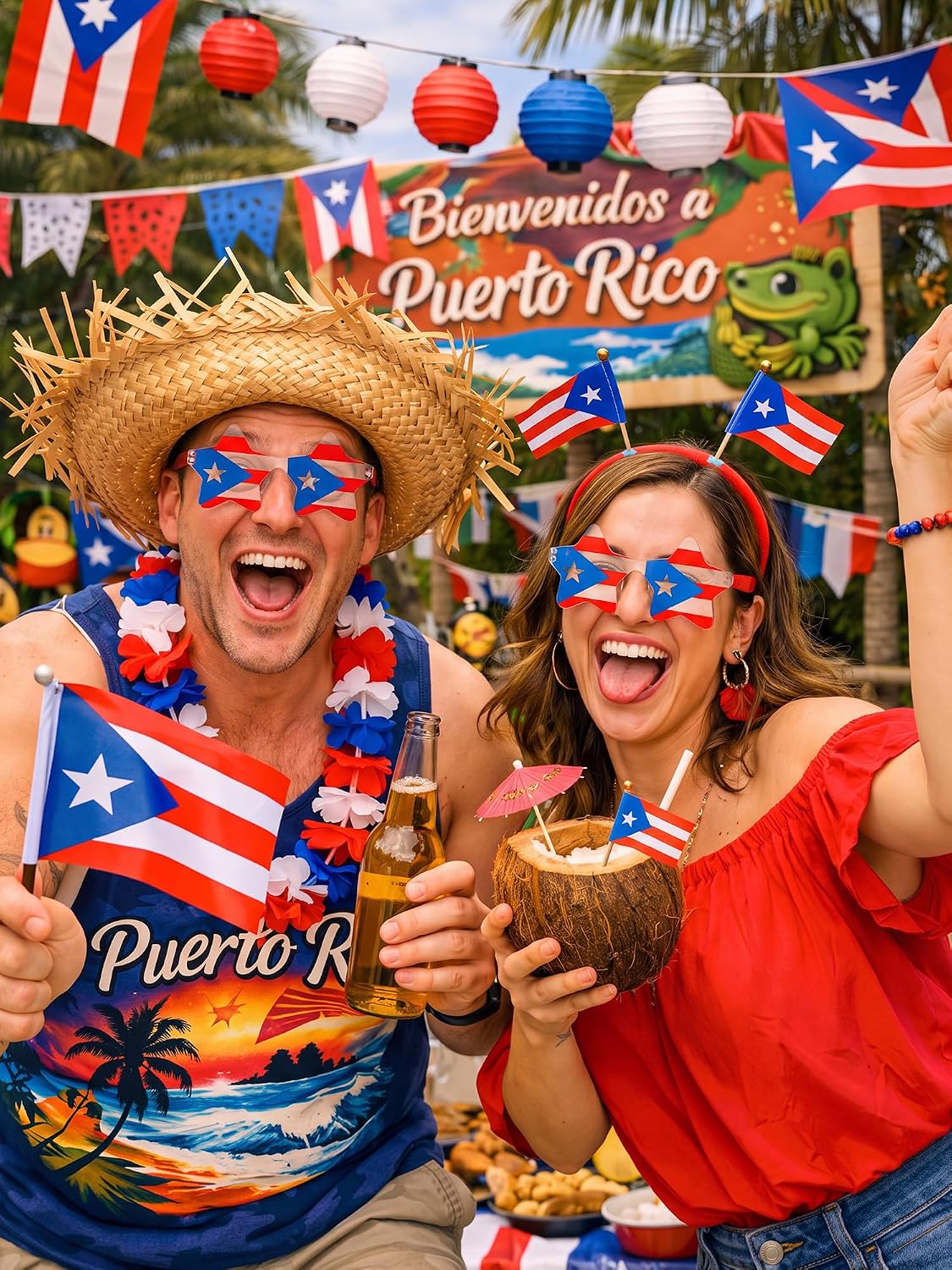 Puerto Rico Sunglasses Flag Pattern Bulk Parade Party