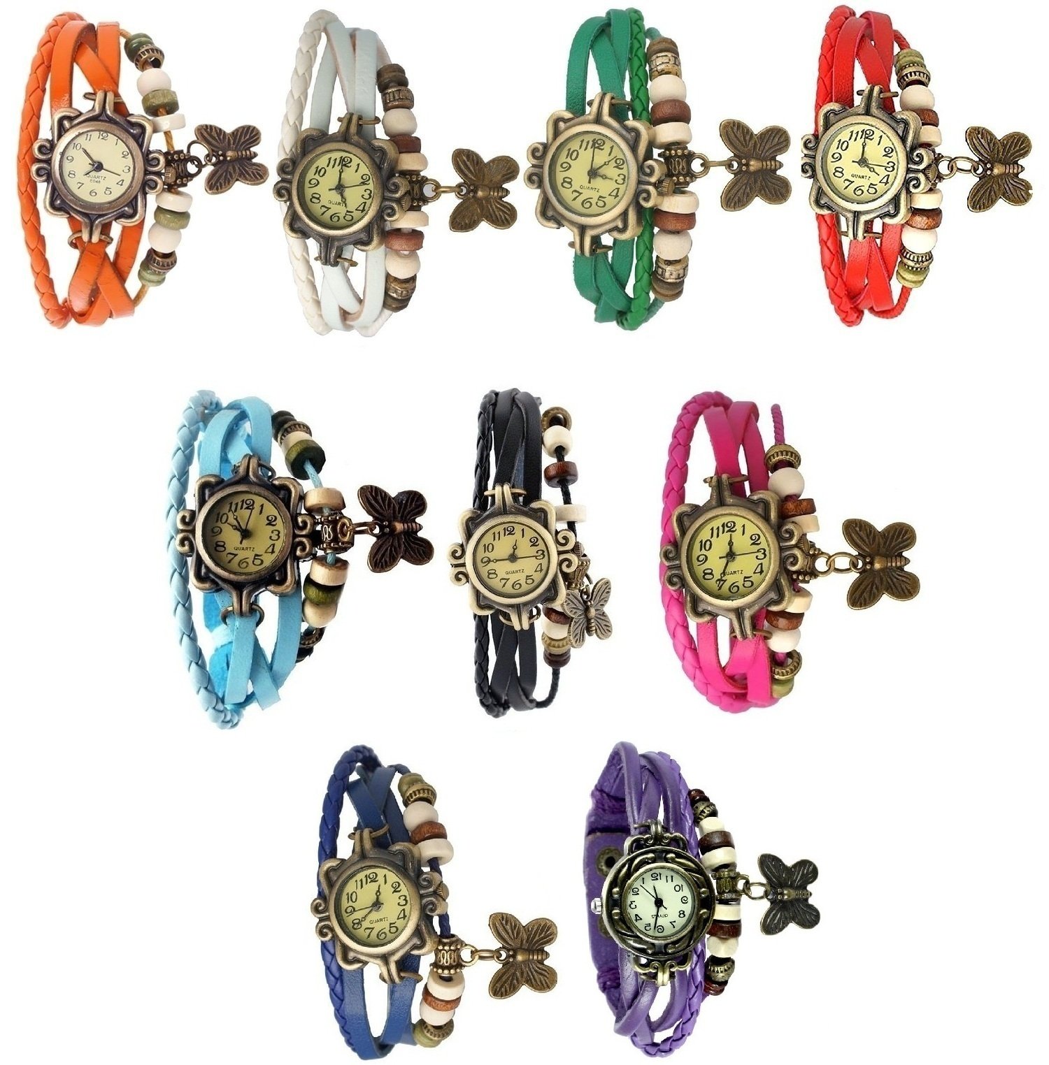 Pappi-Haunt Vintage Leather Set of 9 Multicolor Bracelet Butterfly Watch for Girls, Women - Combo Offer. (B01KG04JP0) Amazon Price History, Amazon Price Tracker