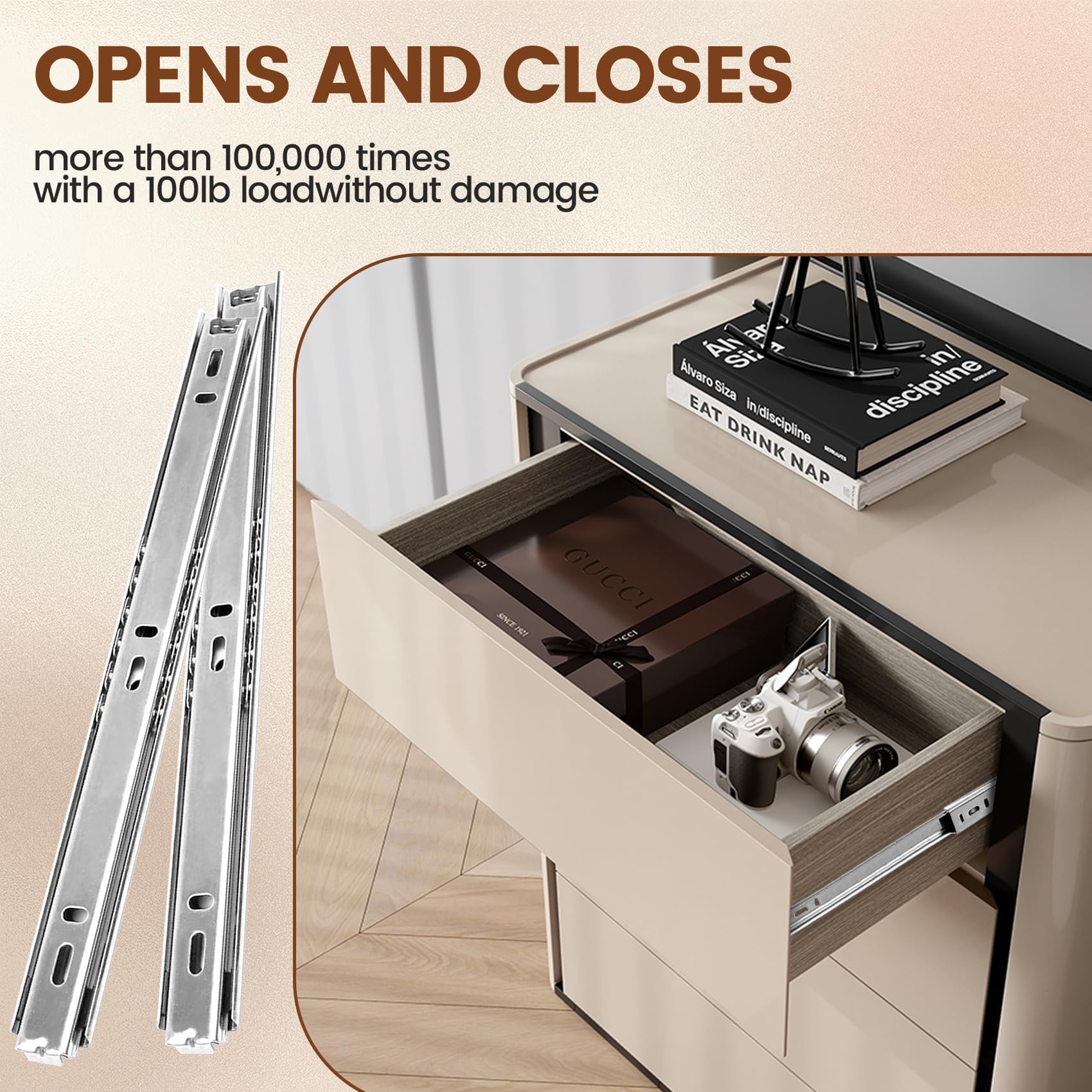 Coshar 15" Drawer Slides - Heavy Duty & Silent -5