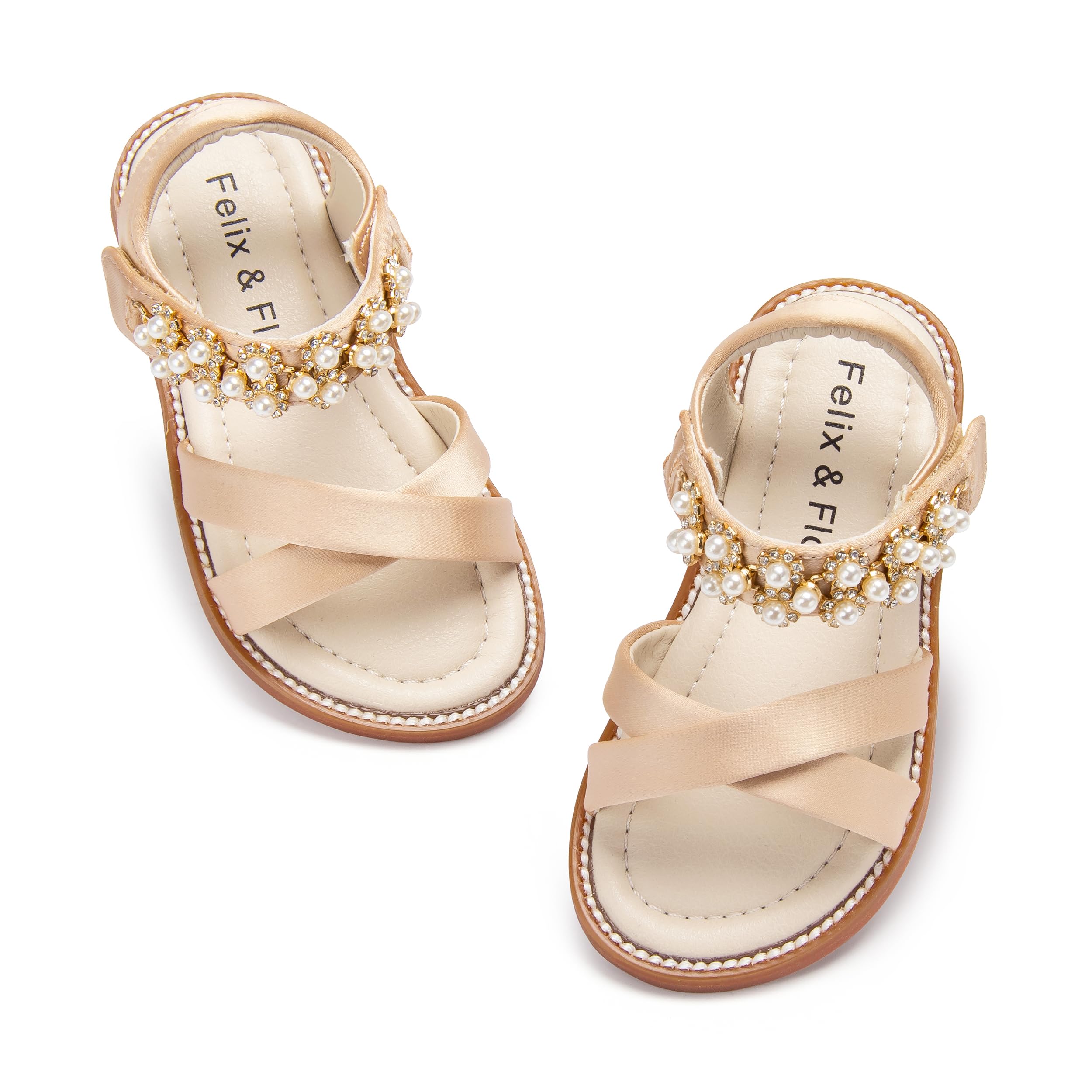 Felix & Flora Toddler Girls Sandals Soft Rubber Flats Summer Baby Flower Girl Shoes.