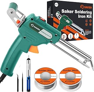 Saker Soldering Iron Kit,60W Automatic Hand Held Solder Welding Gun Tool with Welding Wire,Widely Used for Soldering Circuit Boards,Electrical Repairs,Home DIY Enthusiasts,and Jewelry Soldering