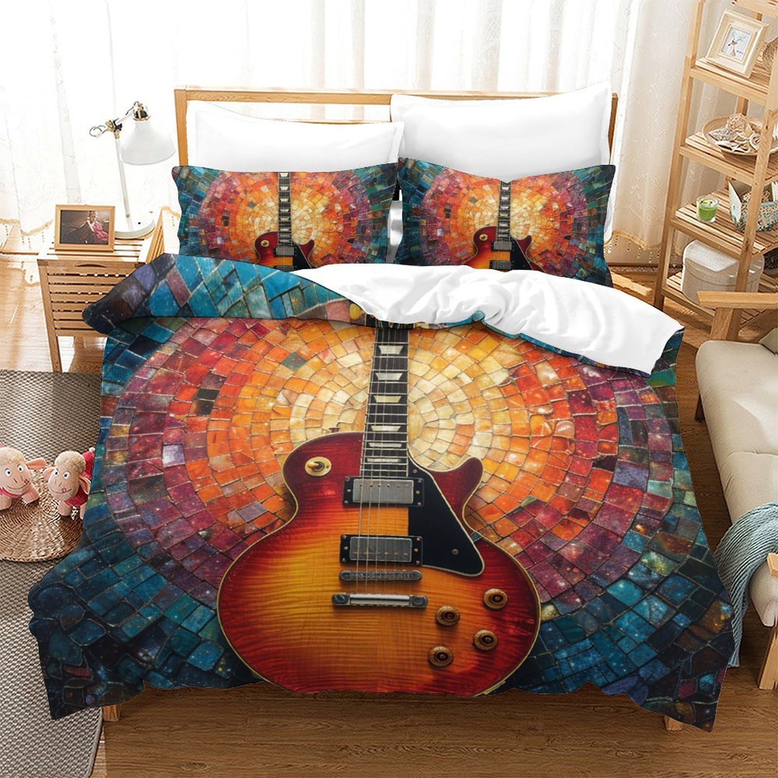 Housse de couette guitare 220x240 anti-transpiration lit microfibre