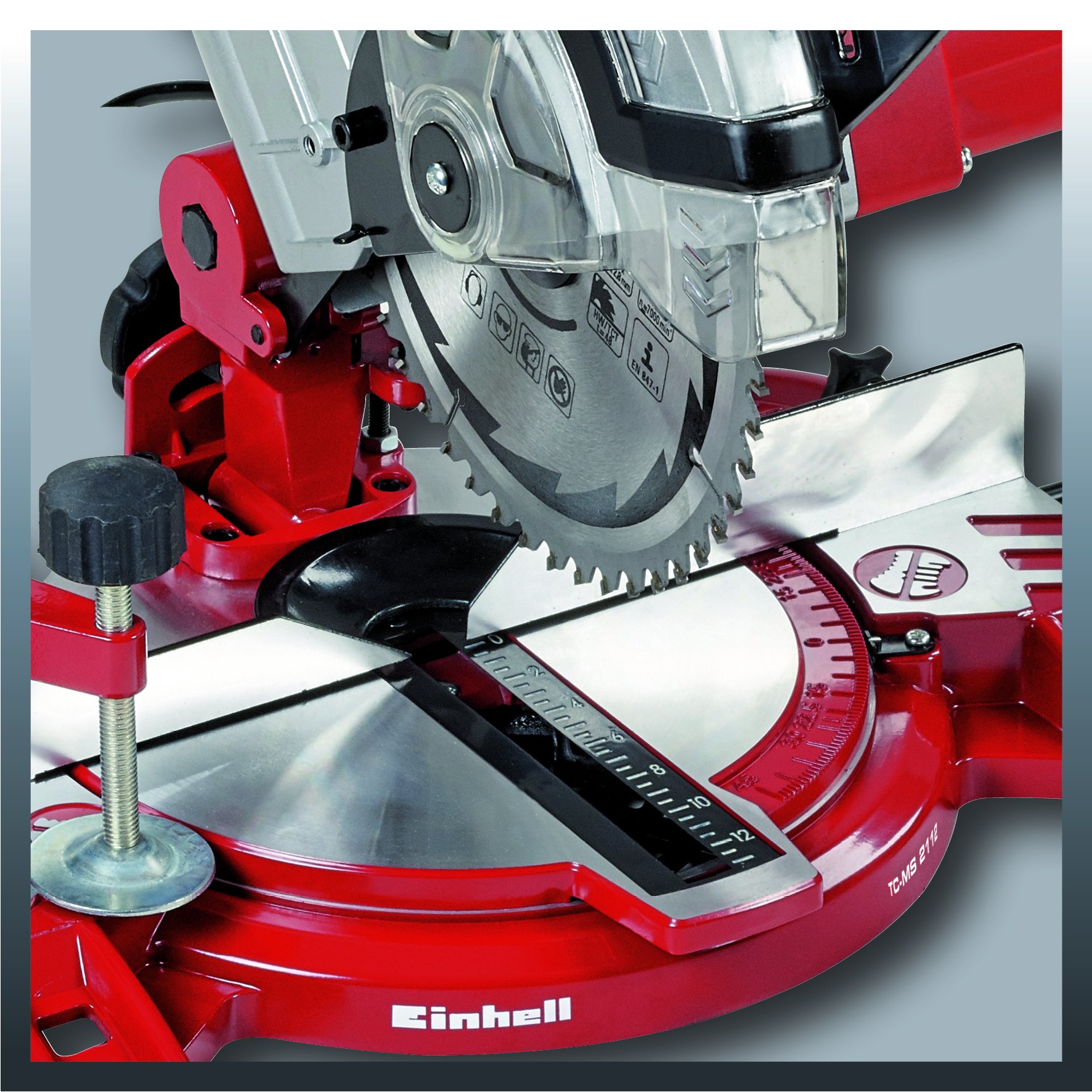 Einhell Scie à onglet radiale TC-MS 2112 (1600 W, Largeur de coupe maximale : 120 mm, Tête de scie inclinable, Sac à poussière et blocage de sécurité) VERSION KIT avec Piètement Universel