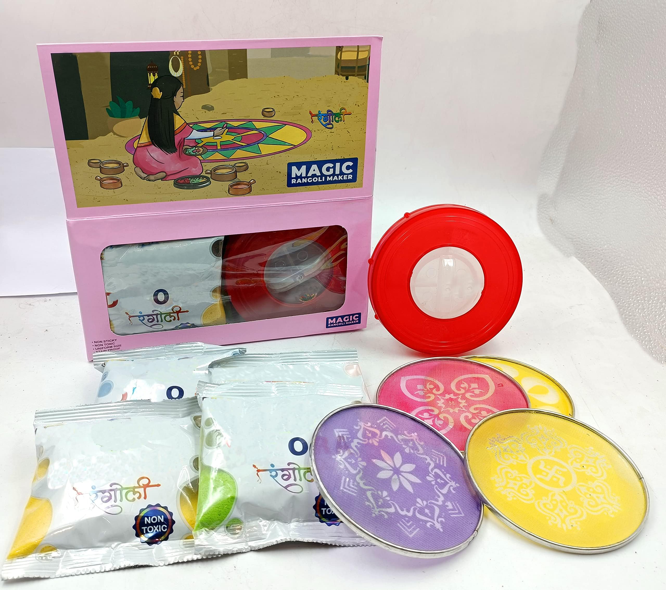Amazon Brand - Umi Rangoli Colour Powder with Stencils and Magic Rangoli Maker Kit Diwali Decoration Items for Home Stencils Tool Floor Art Rang for Home Navratri Pongal Pooja Mandir Decor (B0CY9LWK5P) Amazon Price History, Amazon Price Tracker