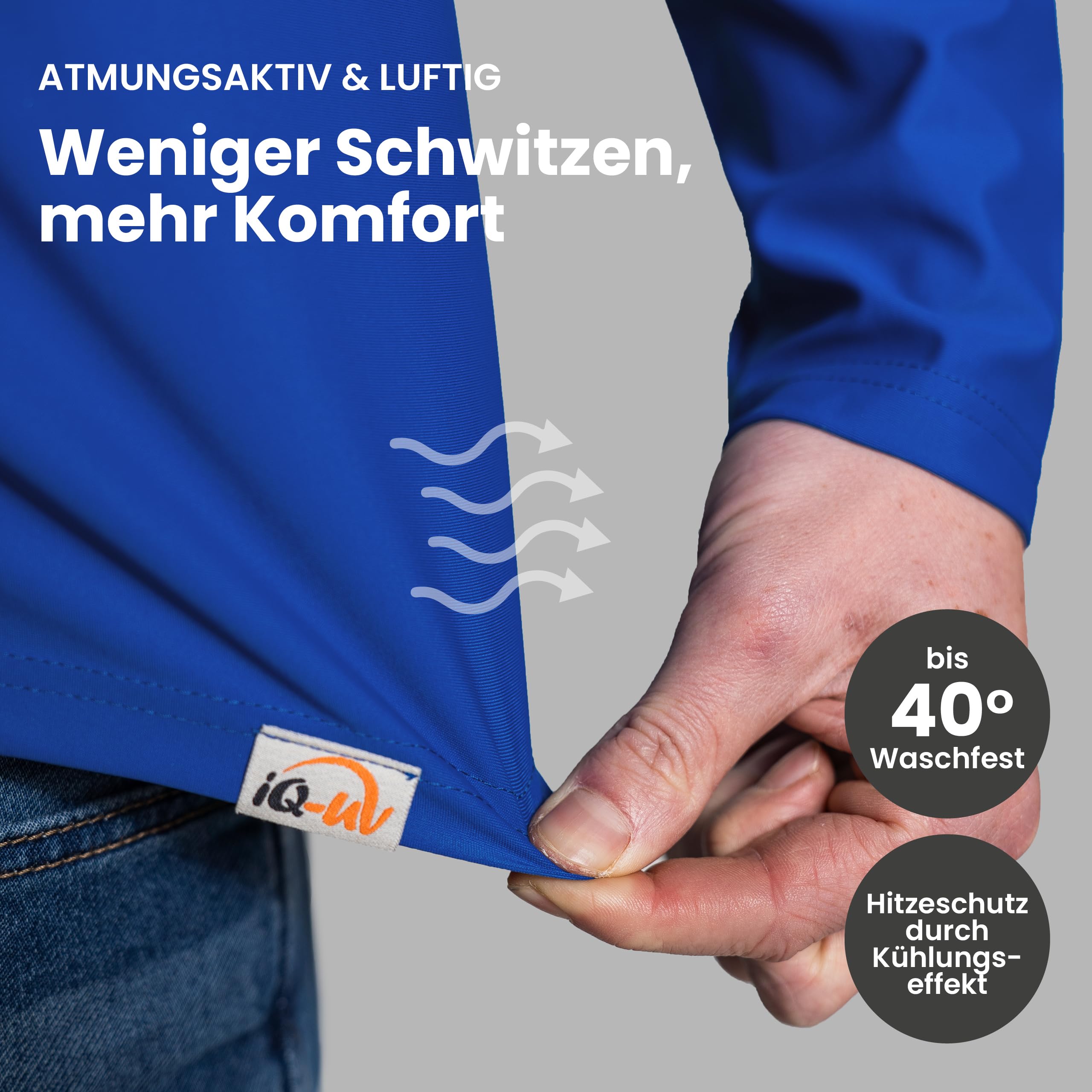 iQ-UV Shirt für Herren Langarm mit Reißverschluss Weiß 4XL – Rashguard für Herren mit Sonnenschutz für Aktiv- und Wassersport – Schwimmshirt für Herren – Atmungsaktiv und schnelltrocknend