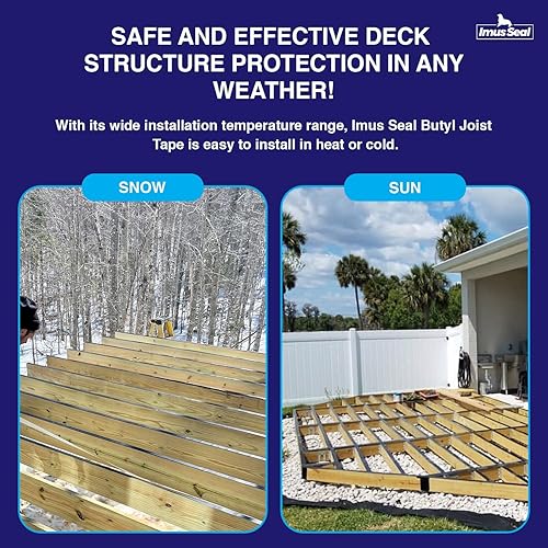 Miniatura 5 de Imus Seal Cinta de viguetas de butilo para vigas y vigas de cubierta intermitentes, resistente a los rayos UV, Level Decking, Protect Your Deck