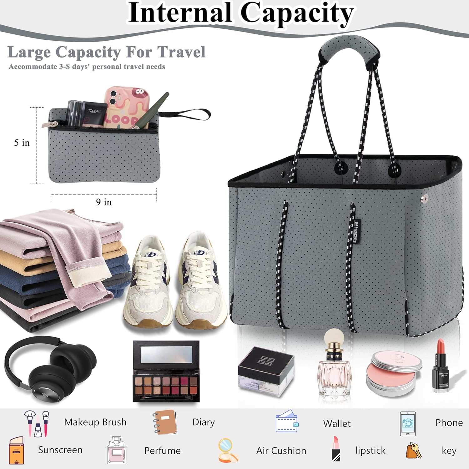 QOGiR Multipurpose Gym Beach Bag, Light Weight, Large, Sports … … - Image 4