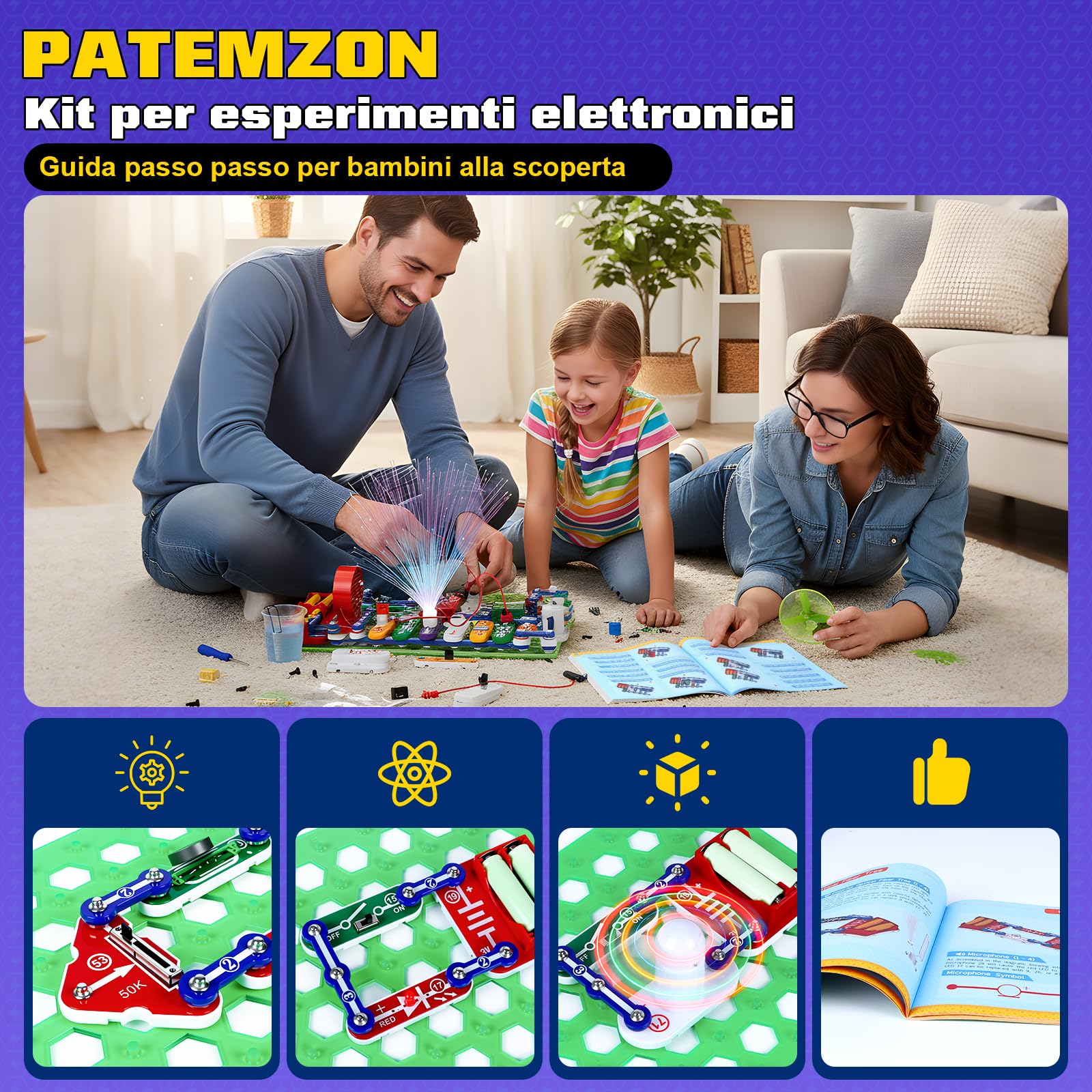 FORMIZON Cassetta elettrica per bambini, scatola per esperimenti per ingegneria elettrica, con istruzioni illustrate, 2000 + possibilità di gioco, giocattolo educativo STEM, regalo per ragazzi e