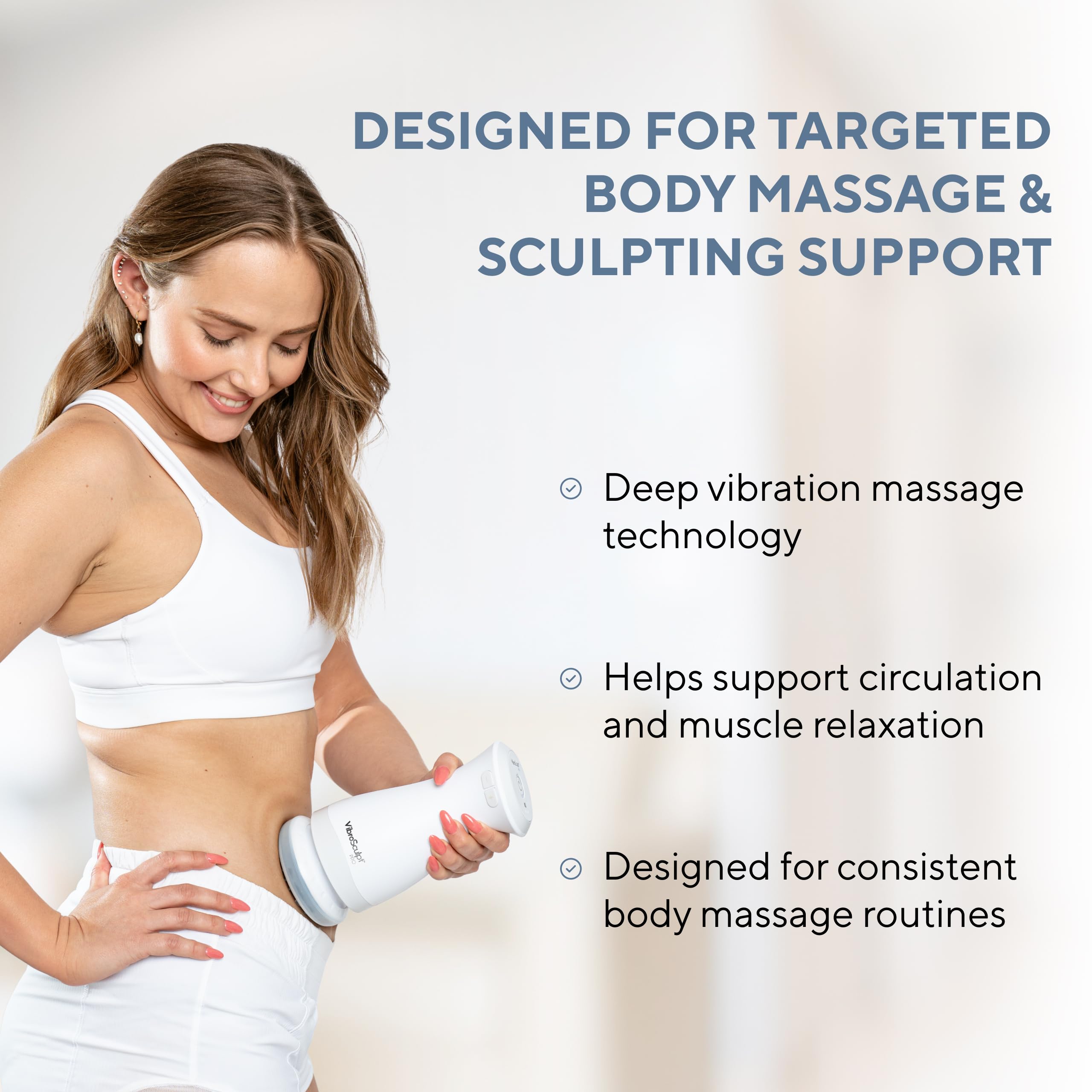 Vibro Sculpt PRO, formatore per corpo anticellulite e pastiglie per contorno, massaggiatore linfatico con tecnologia a microvibrazione per un serraggio rapido ed efficace del corpo, facile da usare