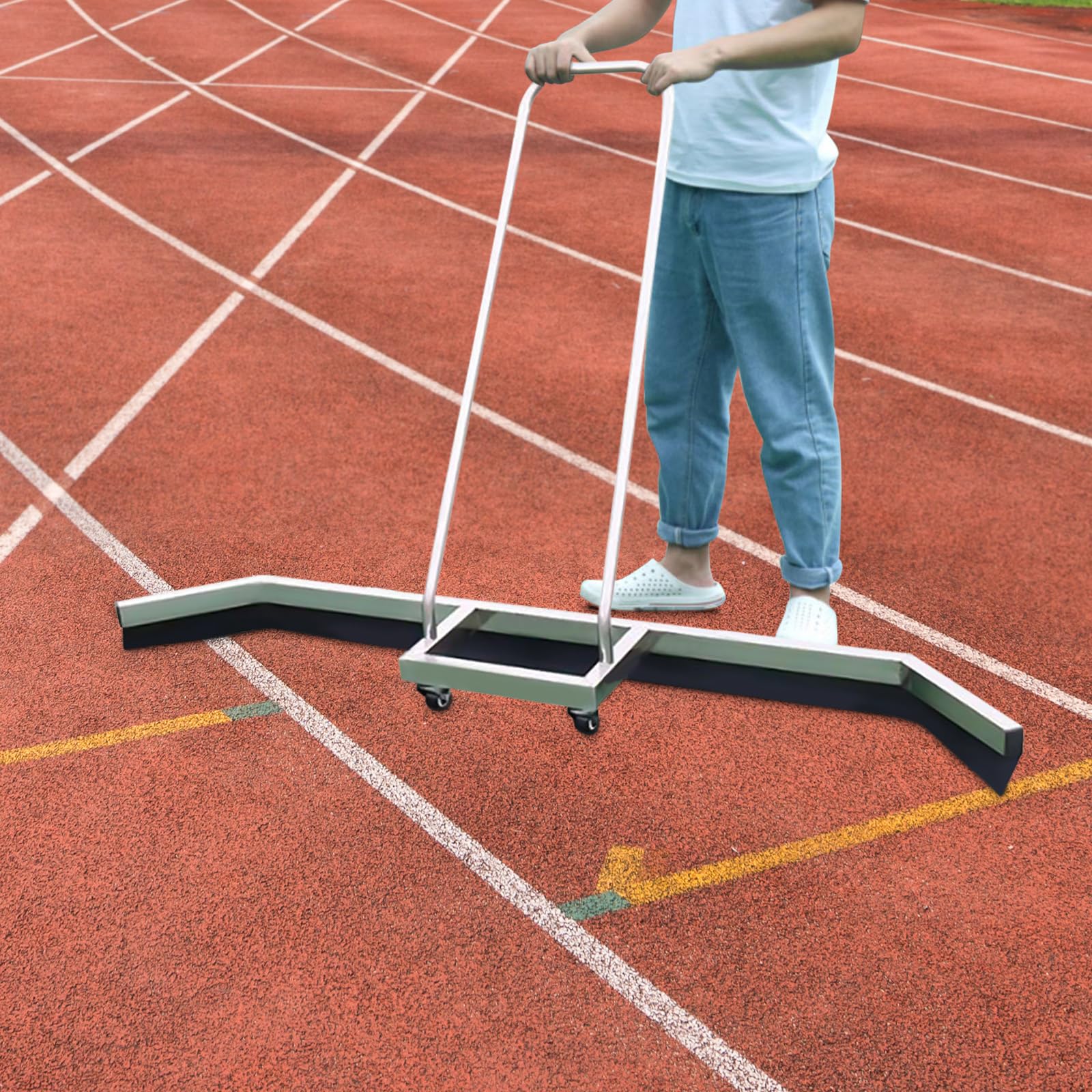 Basketball Tennis Court Squeegee, Tennis Court Equipment Accessories, Heavy Duty Water Remover for Courts Surface Water Remover Professional Squeegees Broom 360° Rotatable Wheels