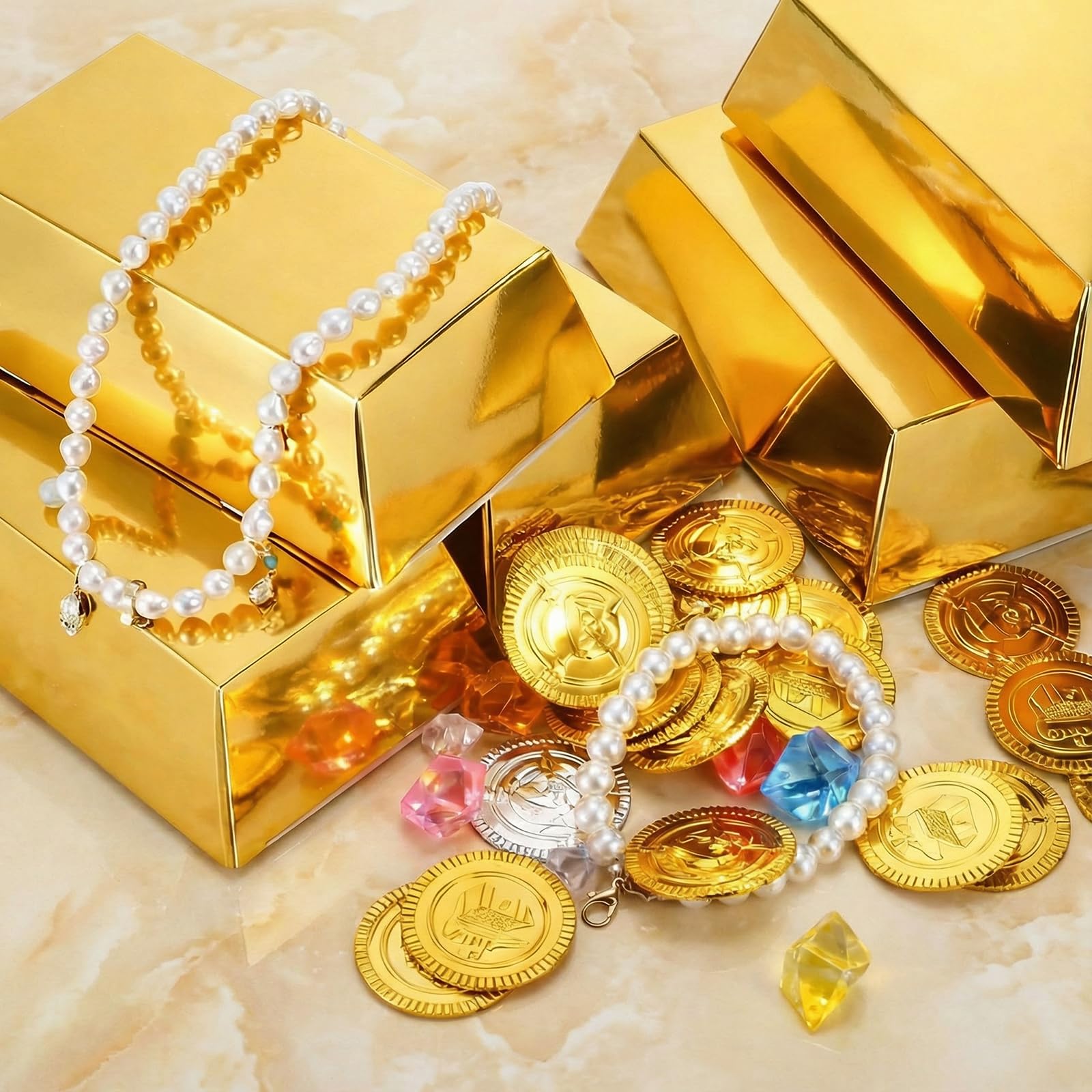 Amazon.com: Elsjoy 100 Pack Gold Bar Gift Box, Fake Gold Bar  display picture 3