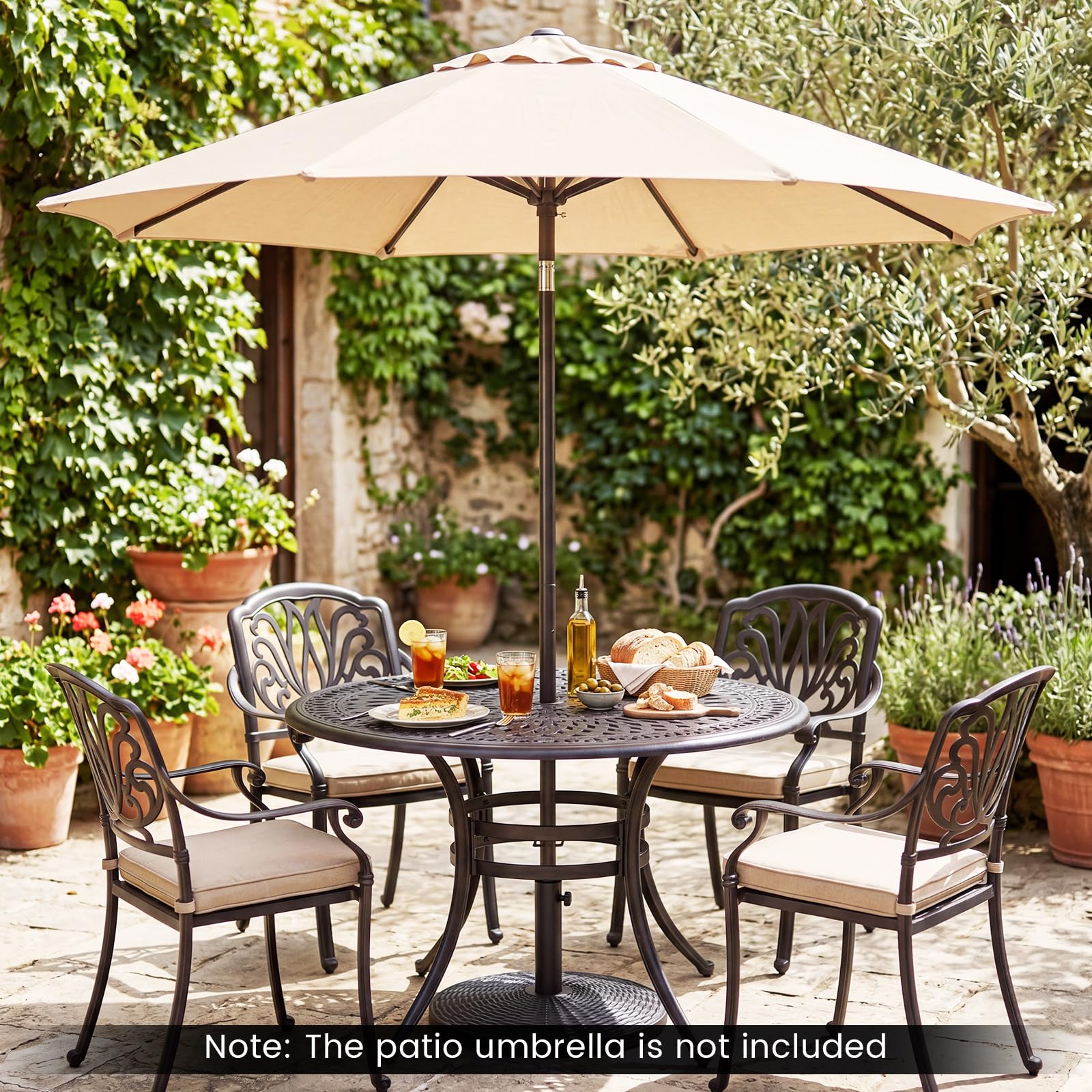 Giantex 21 lbs Patio Umbrella Base Stand, Heavy Duty Outdoor Umbrella Holder with Cement Filled Base, Fits 1.5''-1.9'' Poles, HDPE Rattan Pattern, for Patio, Deck, Garden, Porch, Market Umbrellas : Patio
