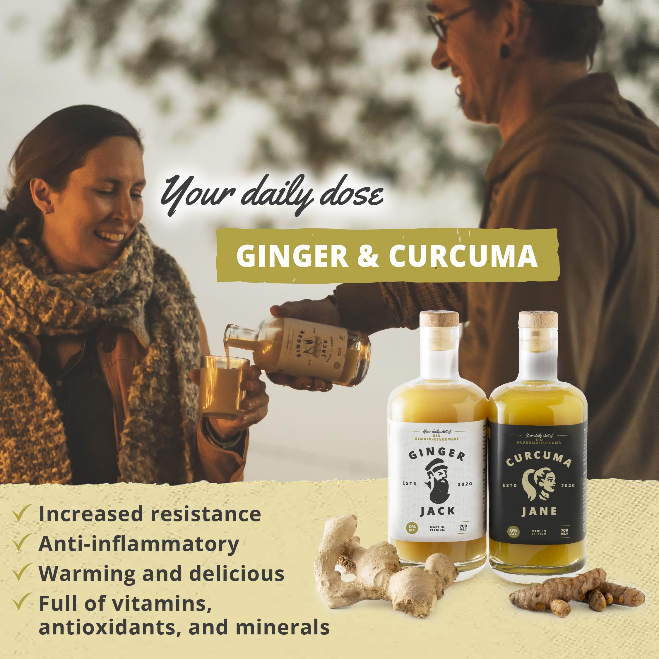 Ginger Jack & Curcuma Jane Combo – kaltgepresster Ingwer und Kurkuma – zuckerarm