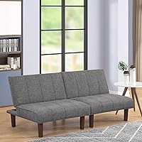 Vista 6 de Sofá futón pequeño, silla futón convertible tapizada, moderna, sin brazos, cómodo, mini sofá para espacios pequeños, sala de estar, apartamento