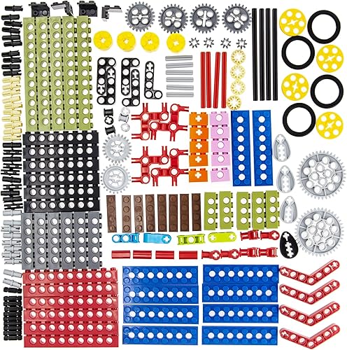 184pcs Technic-Beam-Gears-Ejes Pins-Ruedas-Neumáticos, Compatible con Technic-Parts, para Technic-Project-Bulk-Blocks (color aleatorio)