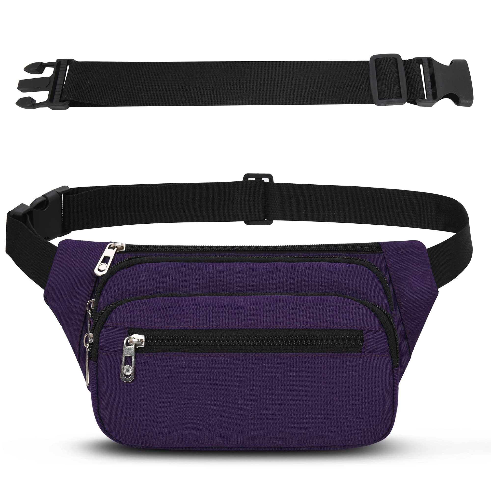IHIGOGOFA Riñonera Hombre Mujer Deportiva Unisex con Cinturón Ajustable Extendido de 60 cm y 4 Bolsillos con Cremallera Bolsa para Entrenamiento al Aire Libre Viajes Casual Correr Senderismo