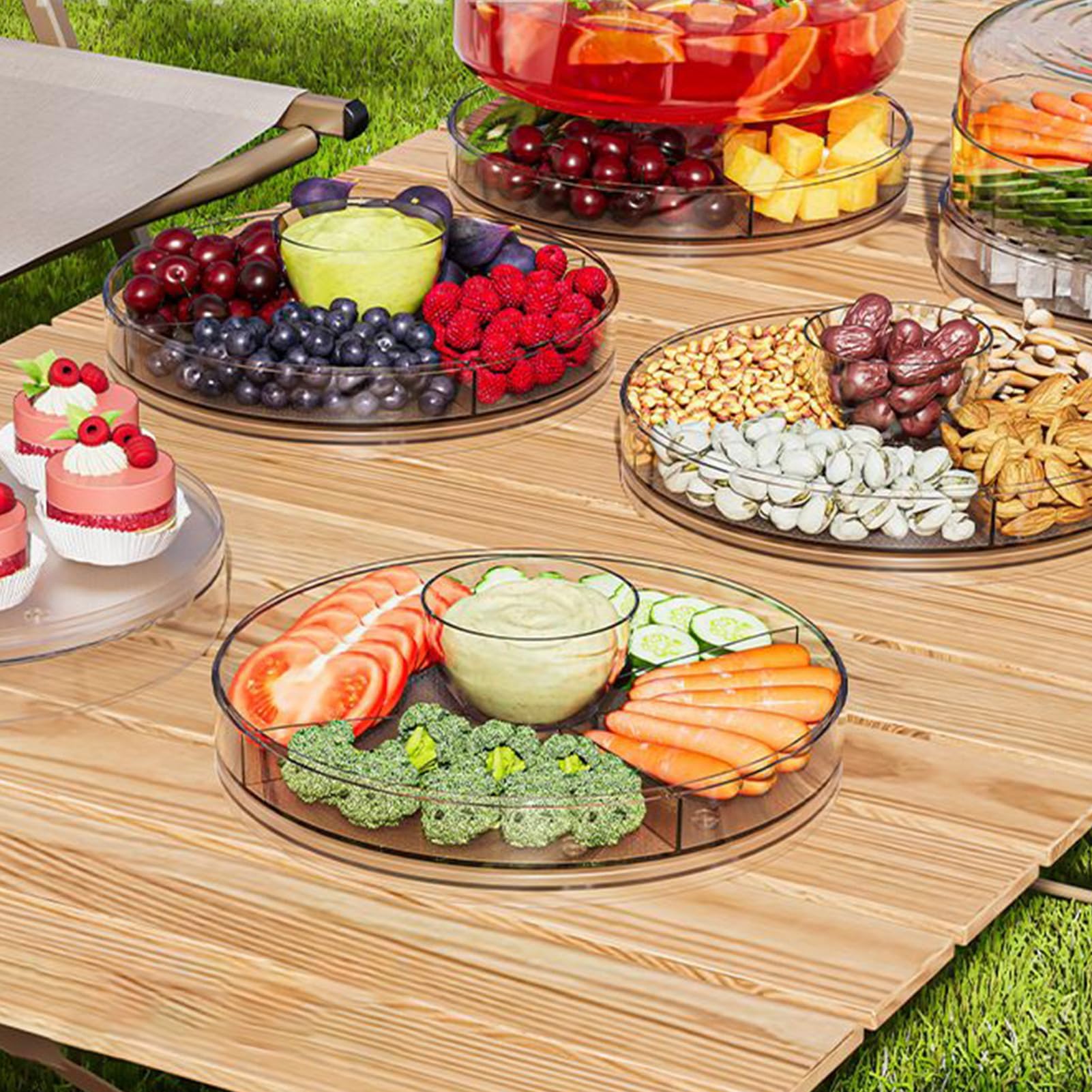 Bandeja refrigerada con tapa, 23 x 16,3 cm, ideal para alimentos fríos, camarones, cócteles, frutas, hielo, aperitivos, fiestas, picnics, camping, cumpleaños