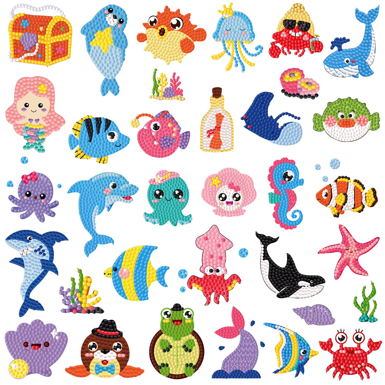 Labeol Diamond Art Kits for Kids Boys and Girls Ages 6-8-10-12 Easy to DIY Creative Diamond Art Sticker Craft by Numbers Kits for Kids and Adult Beginners (sea)