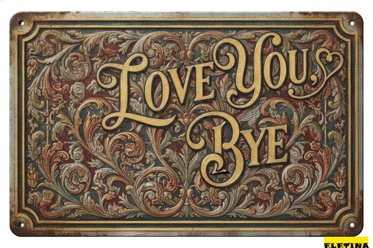 Love You Bye Above Door Decor Tin Sign, 8x12 Inch
