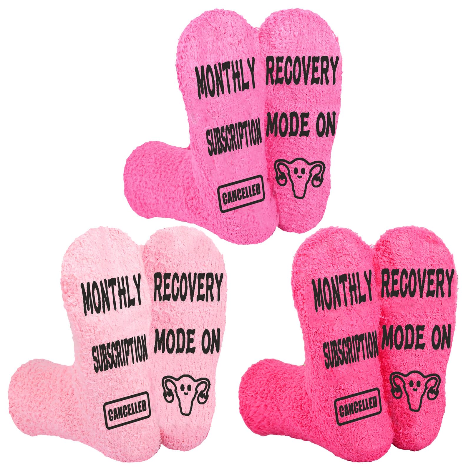 Glitopper 3 Pcs Hysterectomy Recovery Must Haves Fuzzy Socks Hysterectomy Recovery Gifts for Women with Humorous Words Monthly Subscription Cancelled Funny Care Present for Her Survivor Uterus Removal