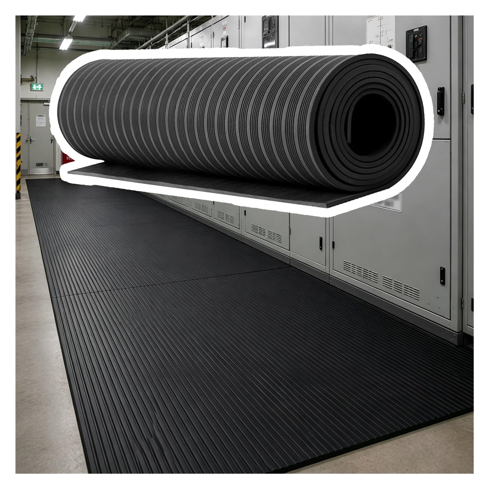 ZJKXJH Electrical insulating rubber mat Rubber Insulating Mat with Anti Slip Texture, High Voltage Dielectric Safety Mat for Electrical Panels/Switchgear Rooms(Black-T-3mm,L - 6 m)