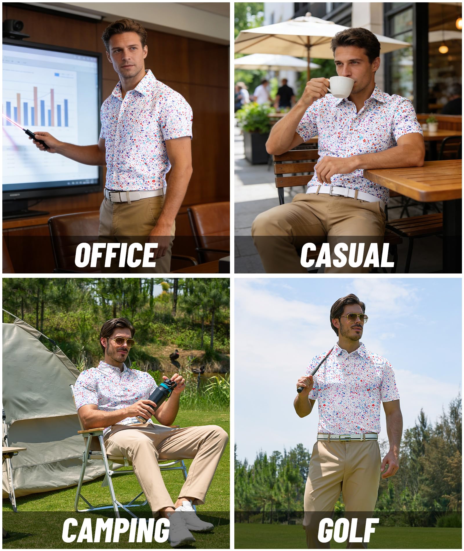 ZITY Poloshirts Herren Kurzarm UPF 50+ Schnelltrocknend Atmungsaktives Golf Polo Shirt Männer Sport Sommer Knopfleiste T-Shirts Basic Regular Fit Golf Polohemd