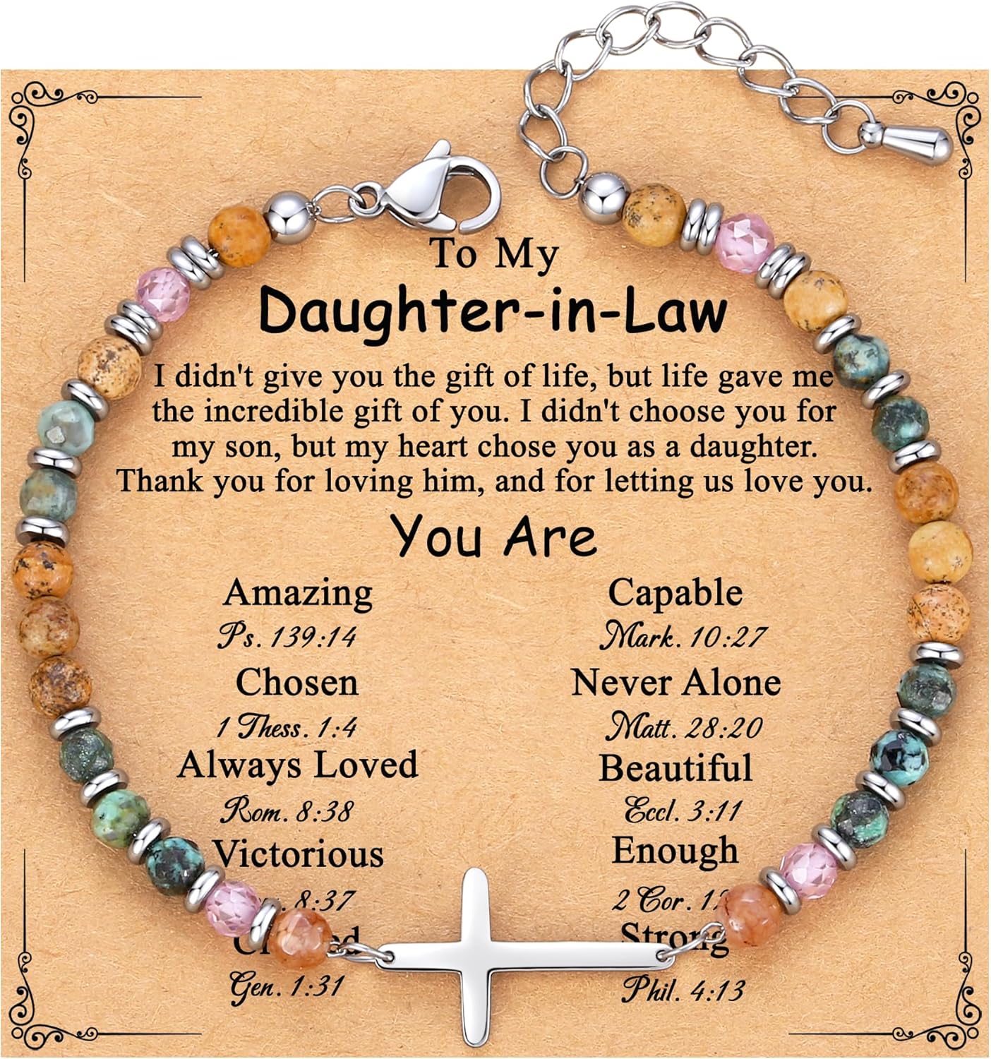 TONY & SANDY Christian Cross Bracelet for Women, Valentine's Day Gifts for Her, Confirmation Baptism Easter Gifts, Unique Gift for Friends Daughter Mom Sister in Christ Birthday Christmas