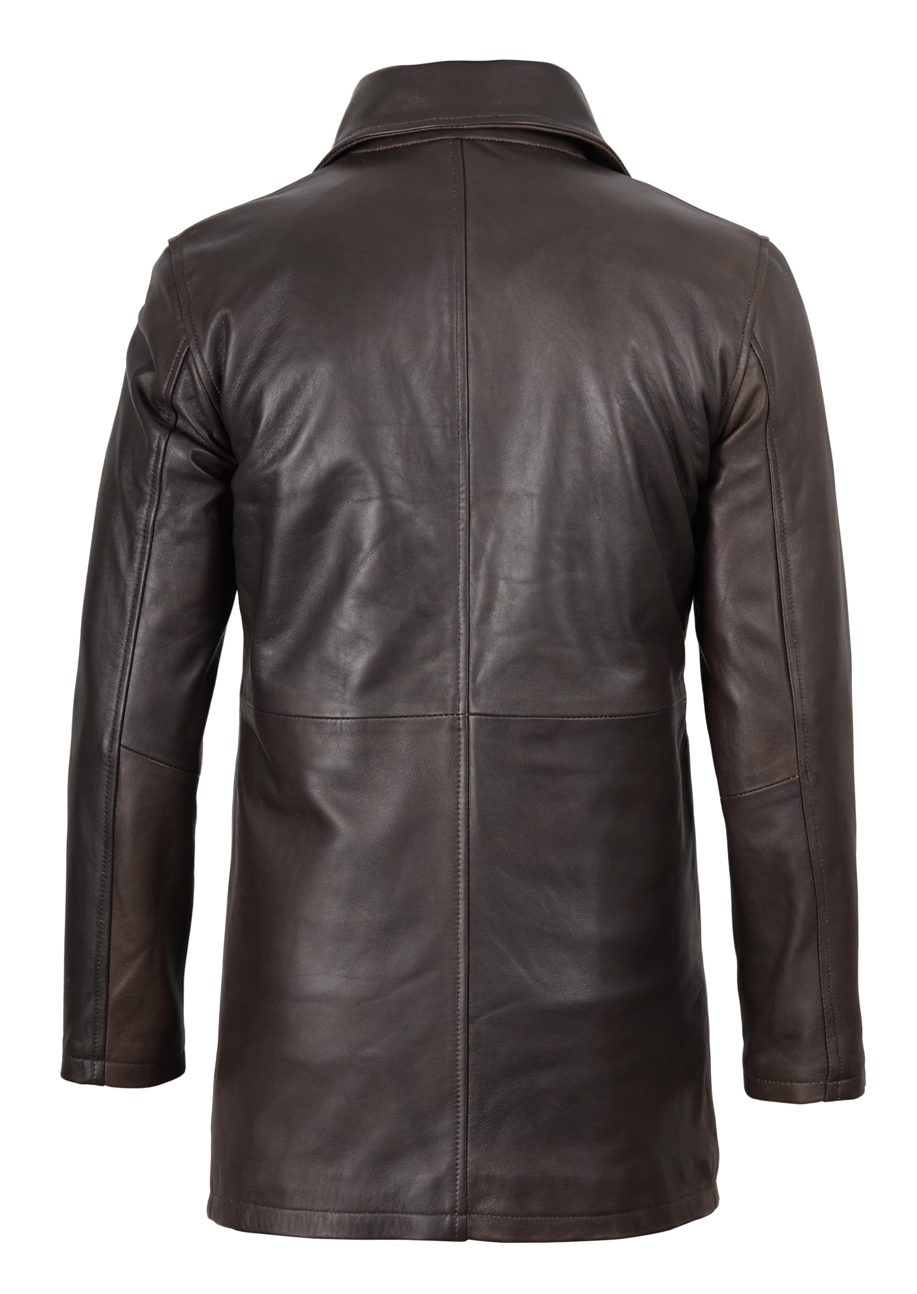 fjackets Manteau en cuir pour homme - Veste longue 3/4 en peau d'agneau véritable | Vêtements d'extérieur style carcoat