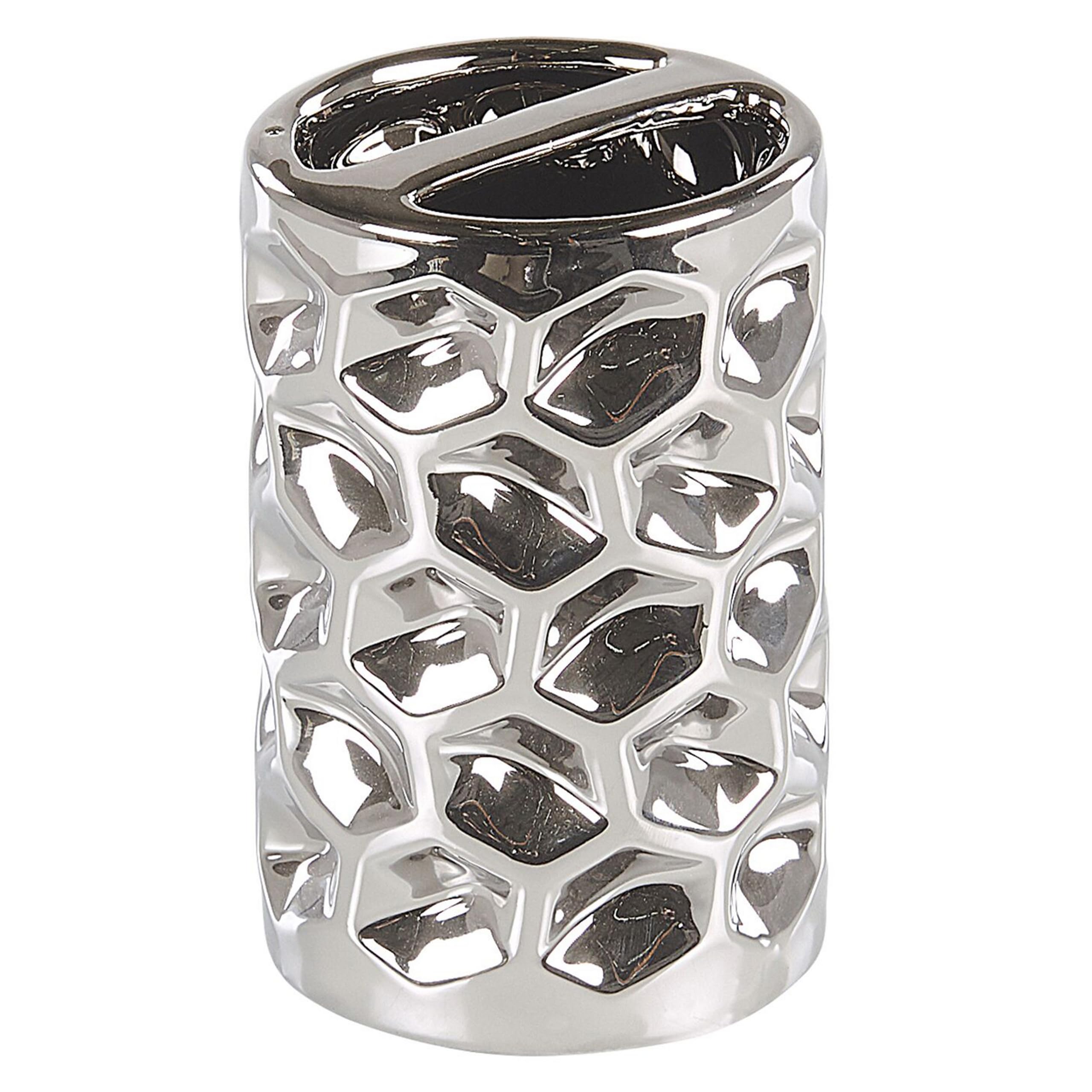Elegantes Badezimmer-Zubehör 5-teilig aus Keramik in Silber Tirua