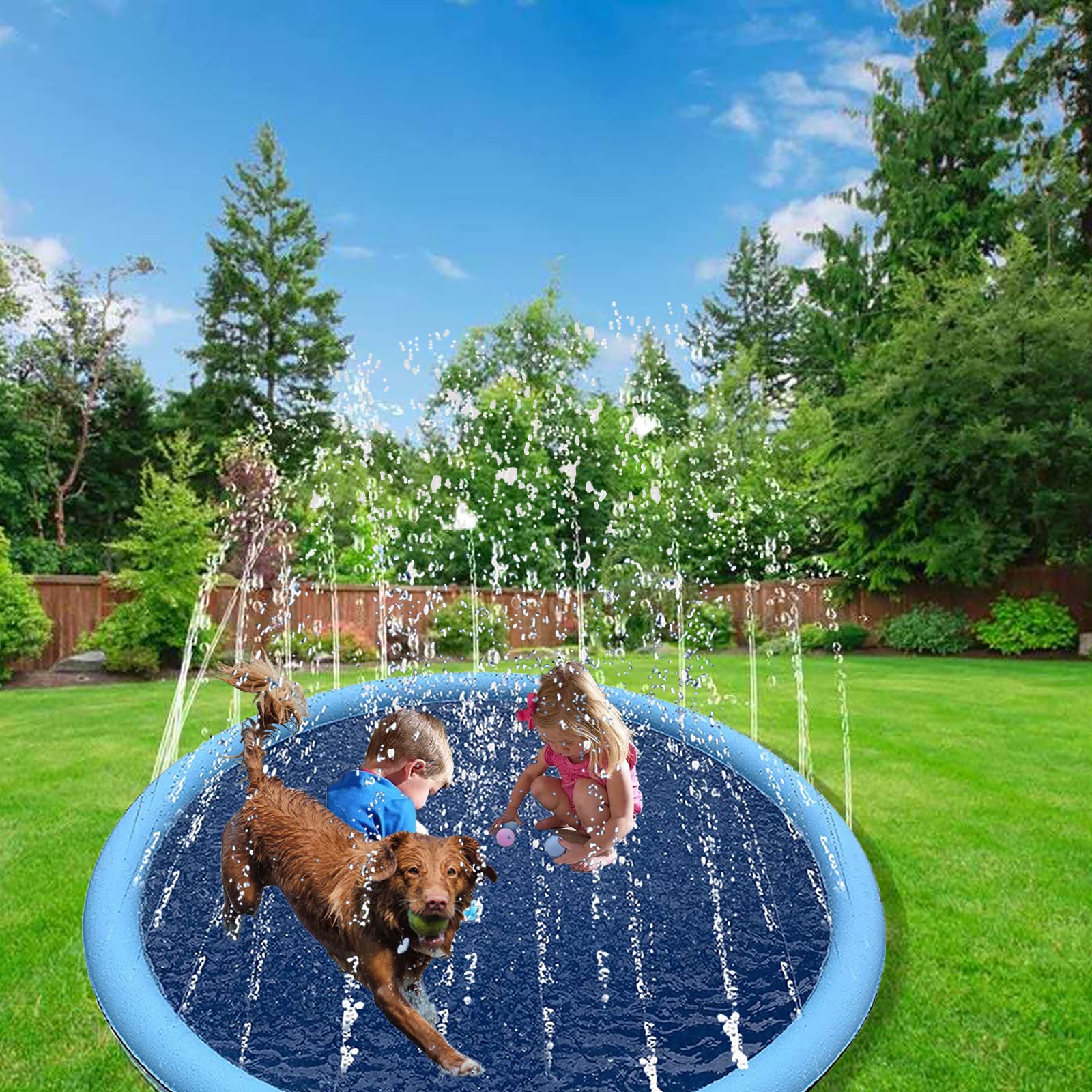 Tappetino Sprinkler Per Cani • 170 Cm • Antiscivolo • Giochi D'Acqua Estivi • Per Giardino - Foto 8