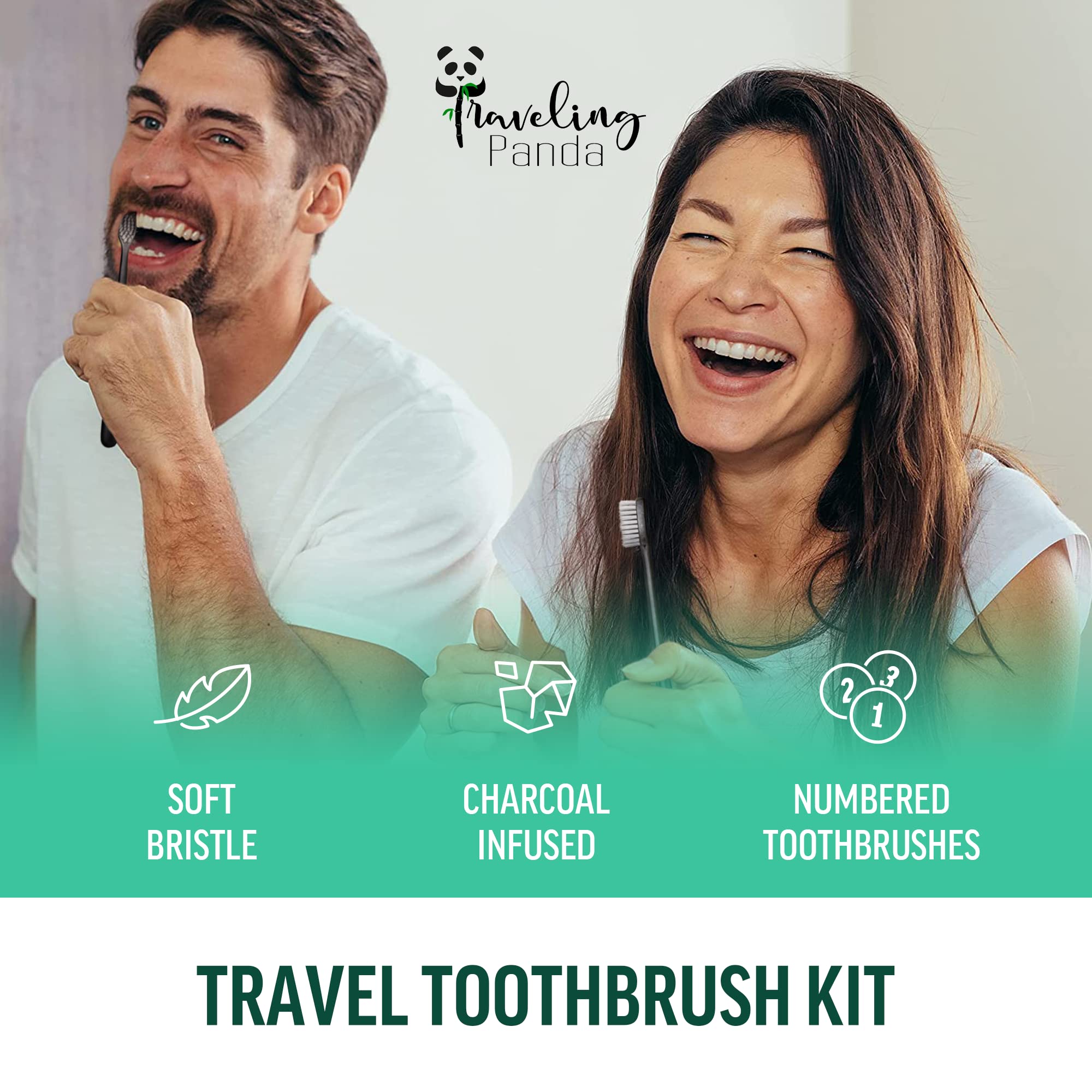 Spazzolini da denti in paglia di grano sfuso, setole morbide infuse di carbone sbiancante, kit da spazzolino da viaggio, essenziale per spazzolare i denti, 10 pennelli grandi