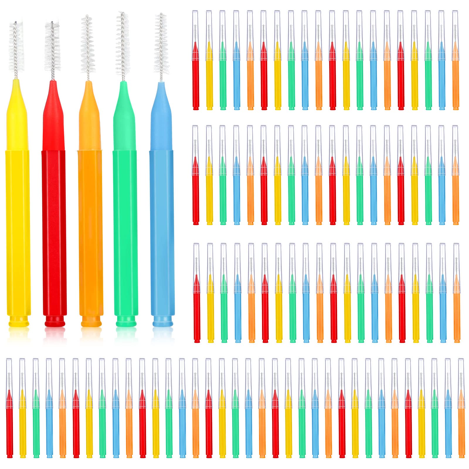 Patelai 100 Pcs Braces Dental Brushes,Delicate Colors,Plenty Sizes